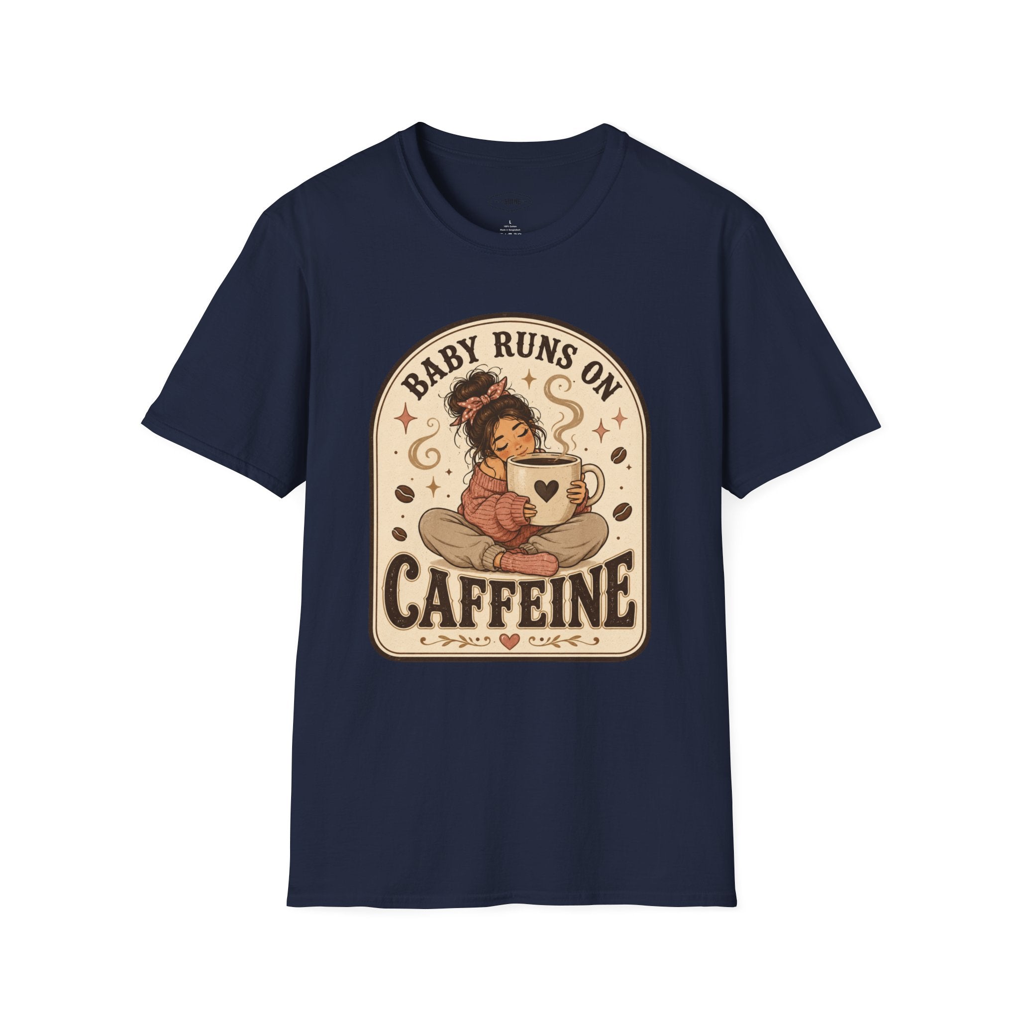 Baby Runs on Caffeine T-Shirt Vintage Design