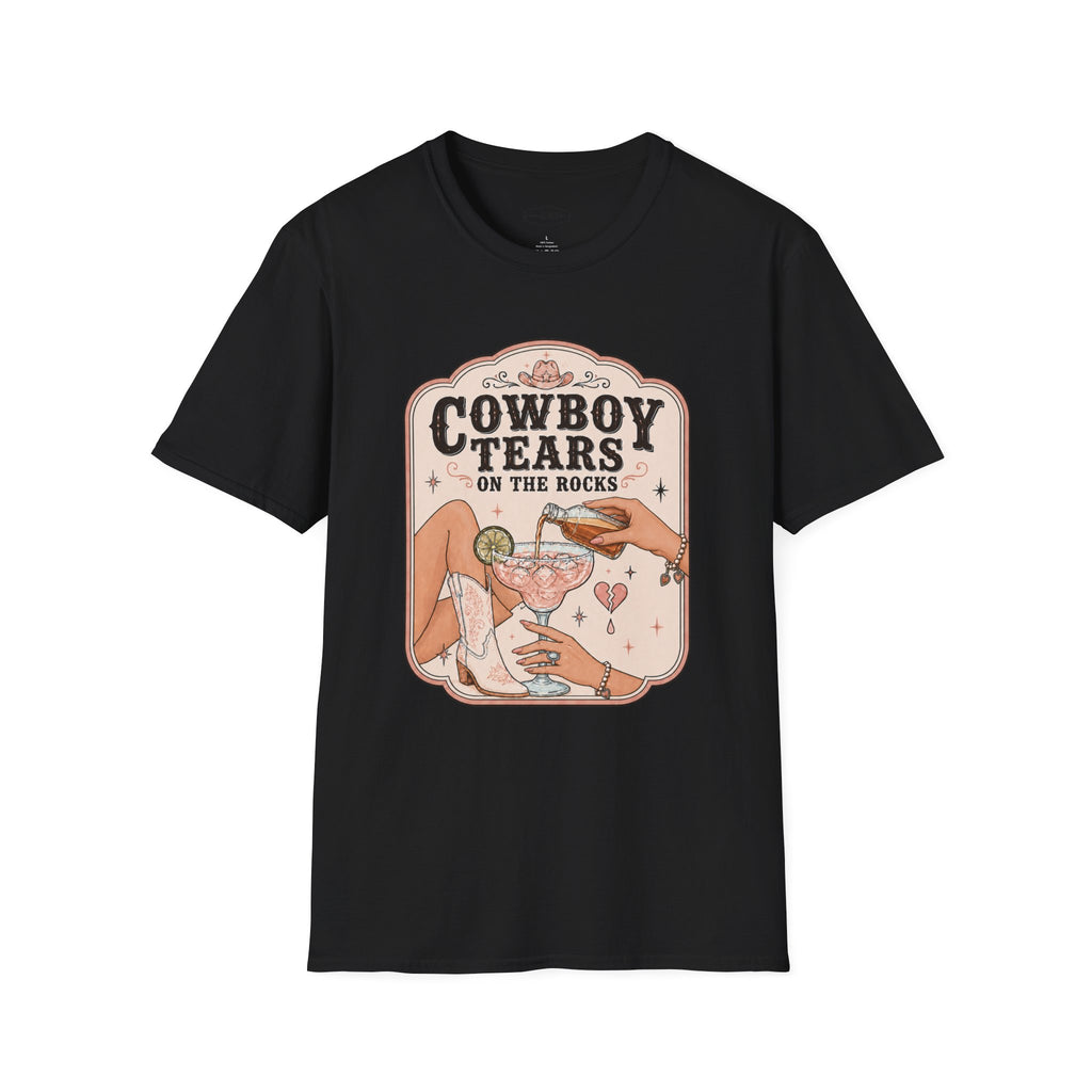 Cowboy Tears on the Rocks T-Shirt Vintage Design