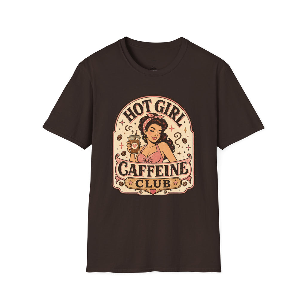 Hot Girl Caffeine Club T-Shirt Vintage Design