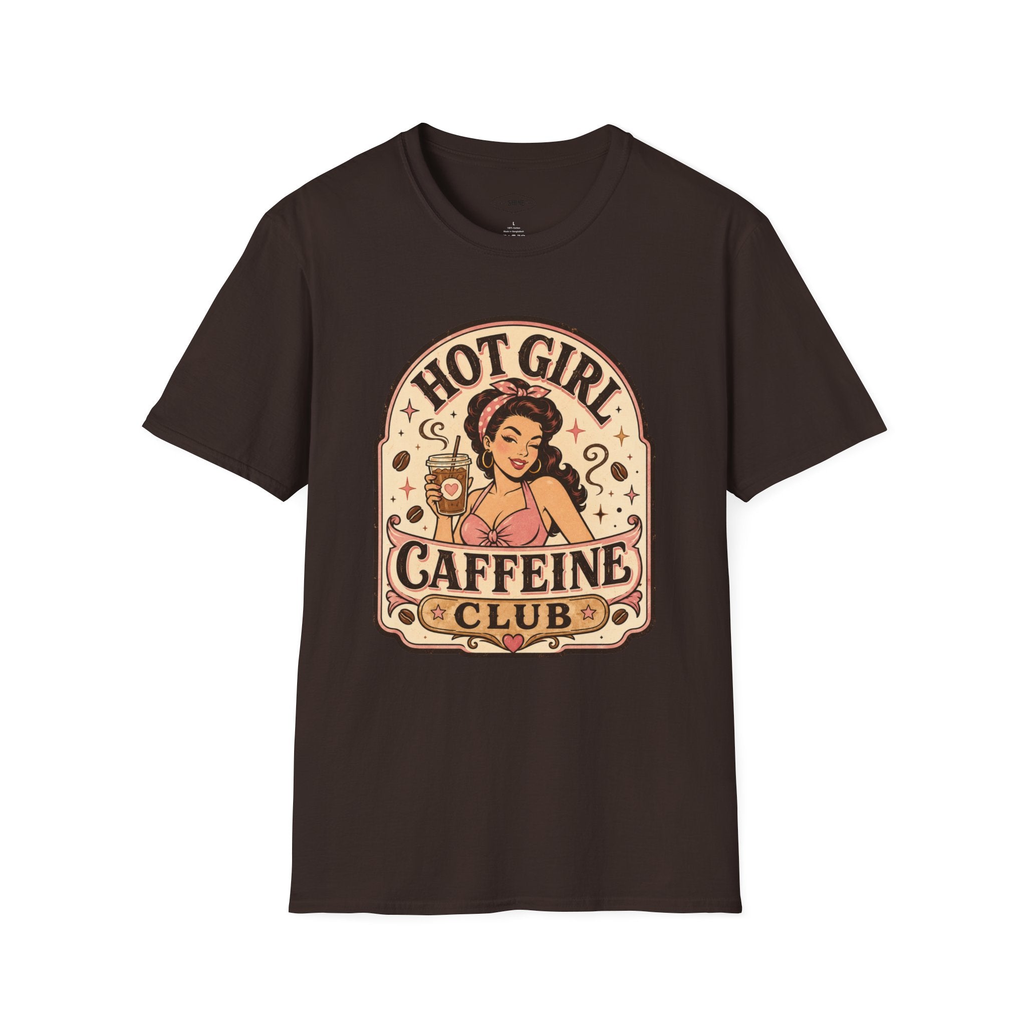 Hot Girl Caffeine Club T-Shirt Vintage Design