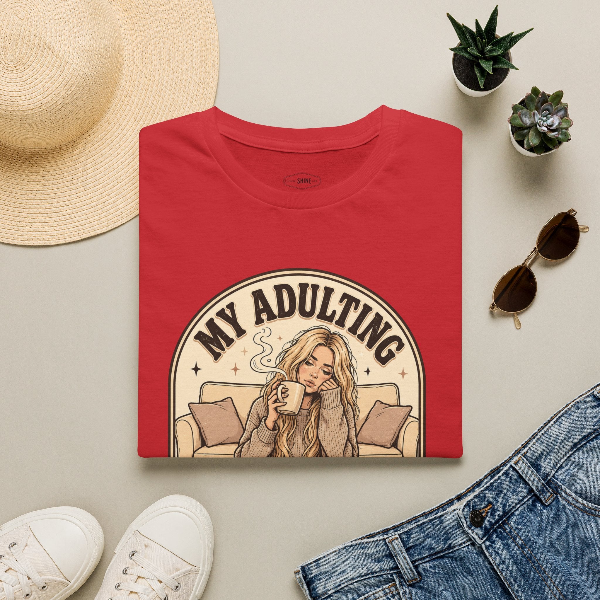 My Adulting Is Managed by Caffeine T-Shirt Vintage Design