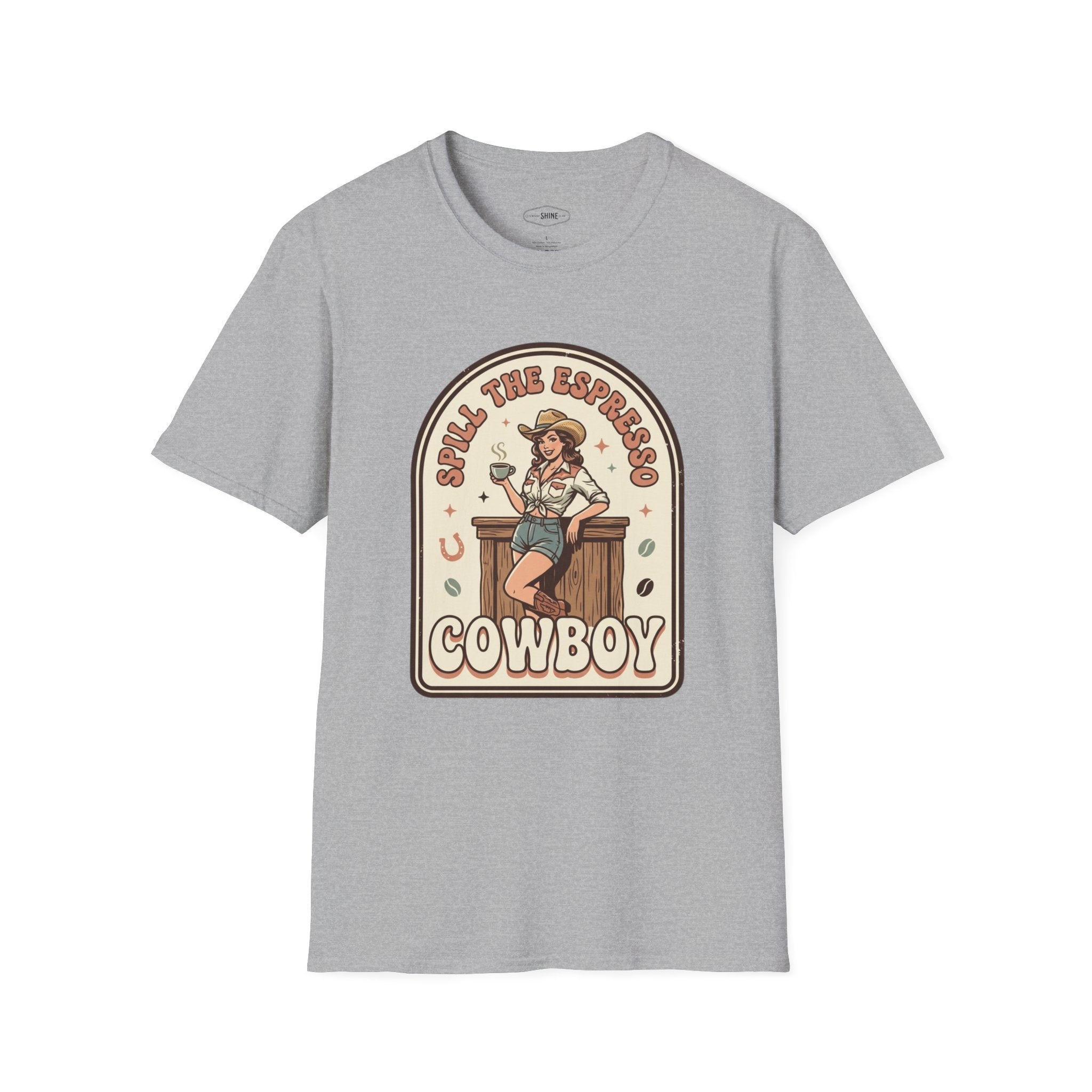 Spill the Espresso Cowboy T-Shirt Vintage Design