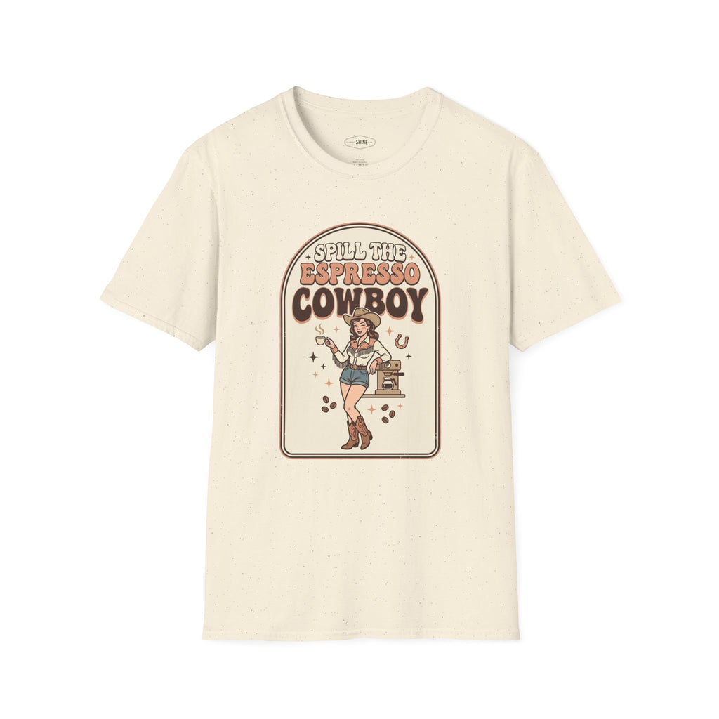 Spill the Espresso Cowboy T-Shirt Vintage Design