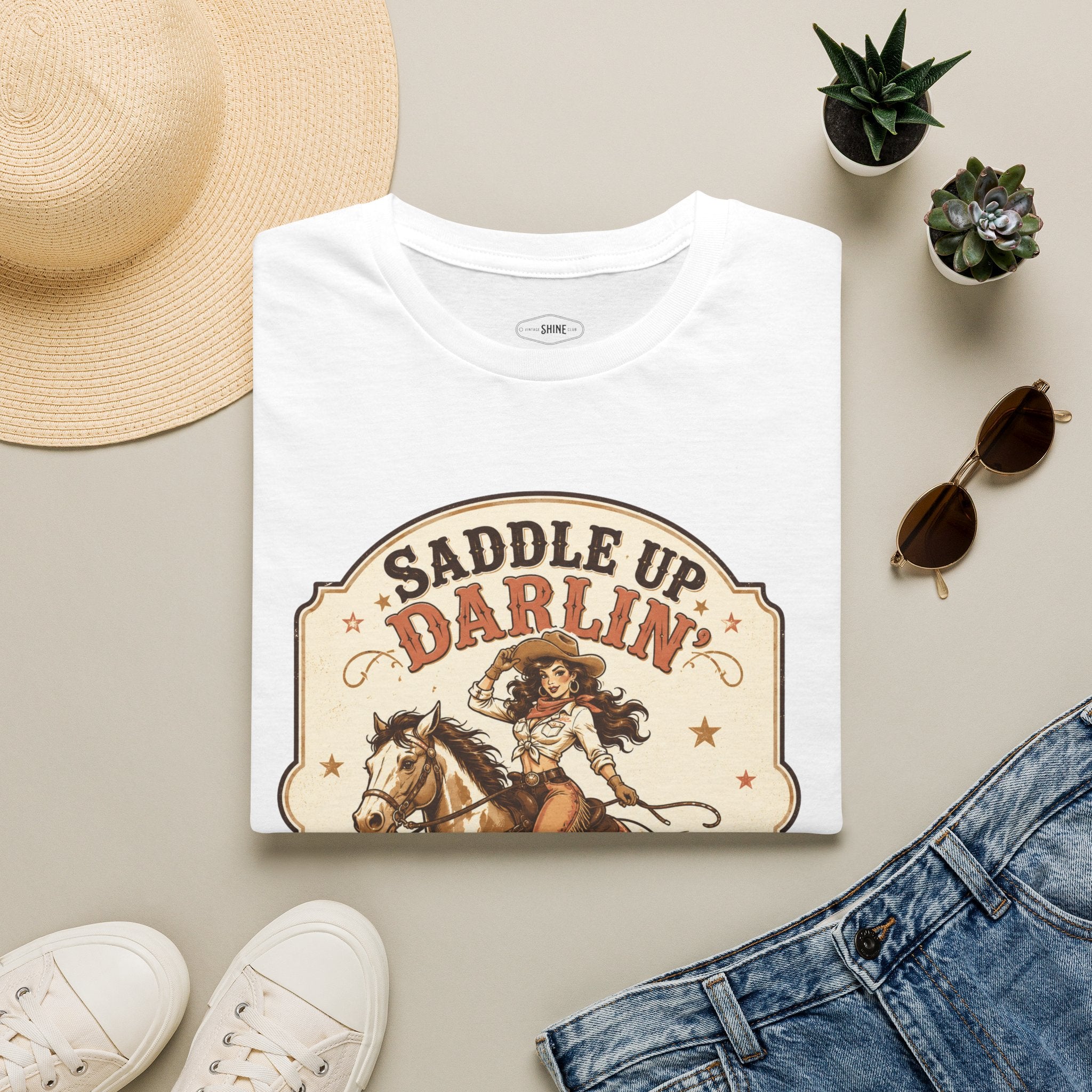 Saddle Up Darlin’ I Ride Hard T-Shirt Vintage Design
