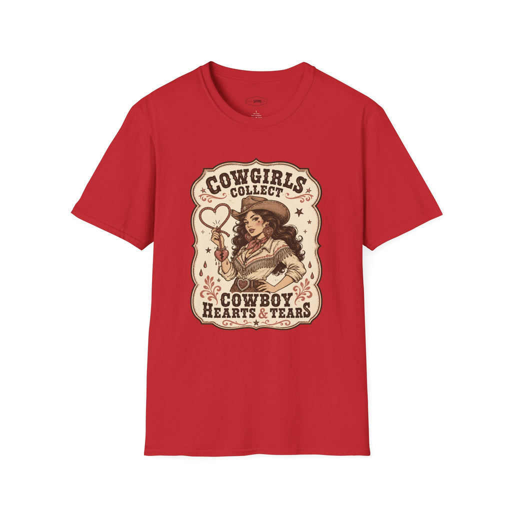 Cowgirls Collect Cowboys Hearts & Tears T-Shirt Vintage Design