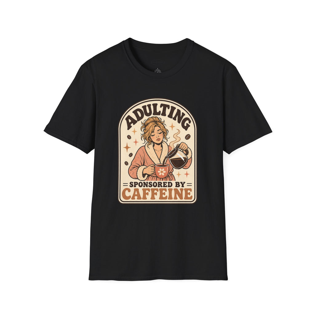 Adulting Sponsored by Caffeine T-Shirt Vintage Design
