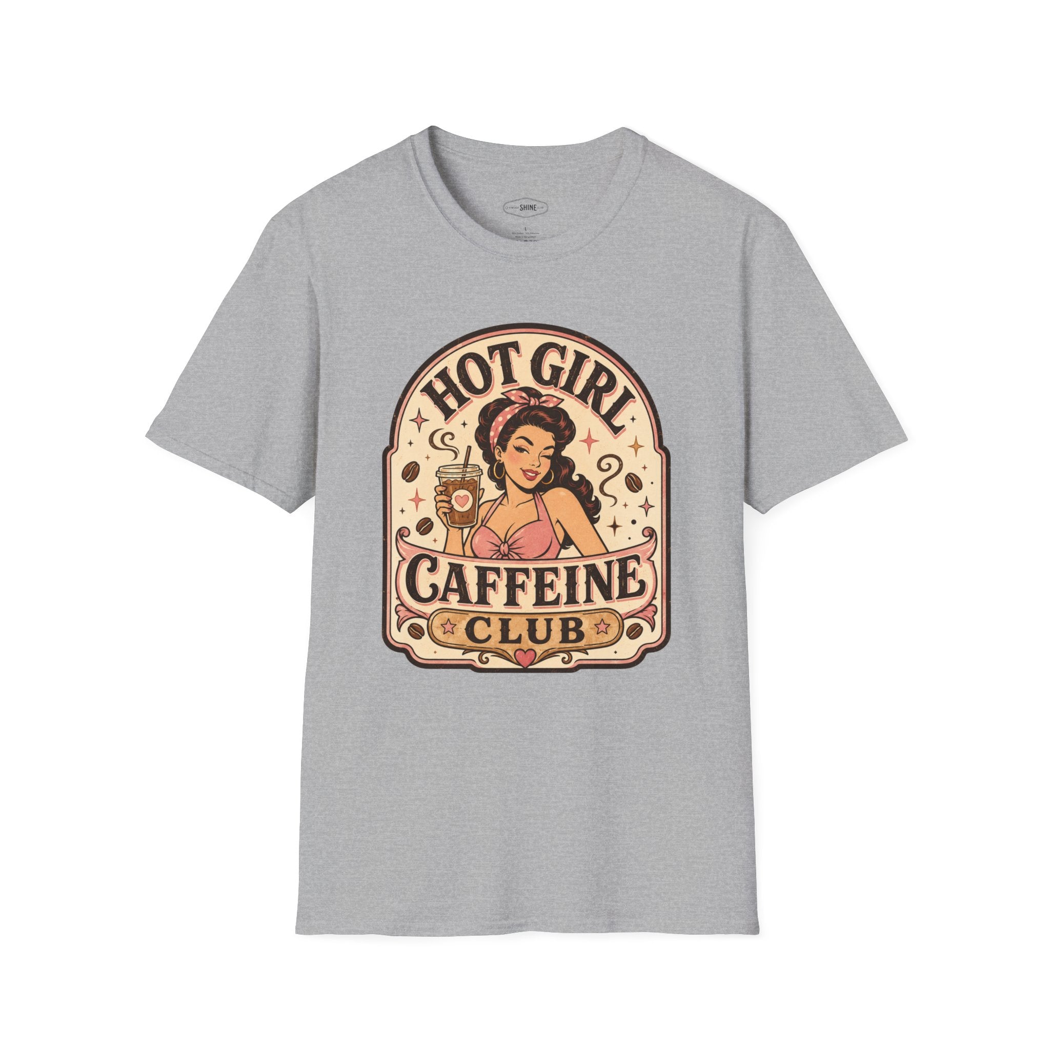 Hot Girl Caffeine Club T-Shirt Vintage Design