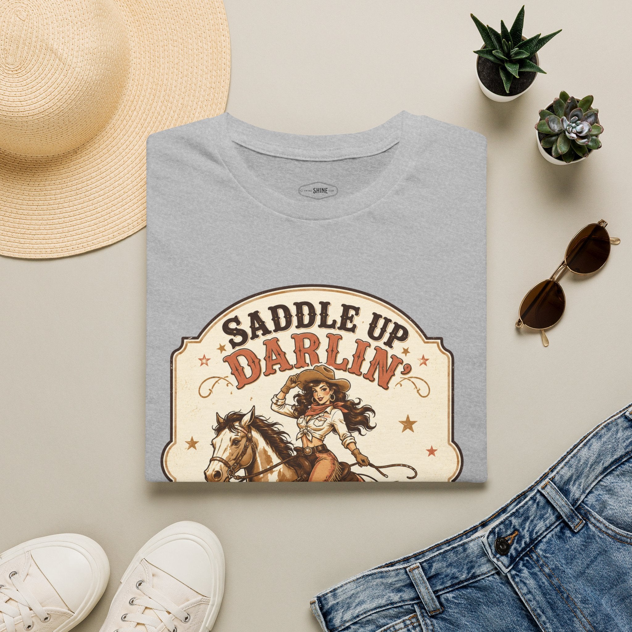 Saddle Up Darlin’ I Ride Hard T-Shirt Vintage Design