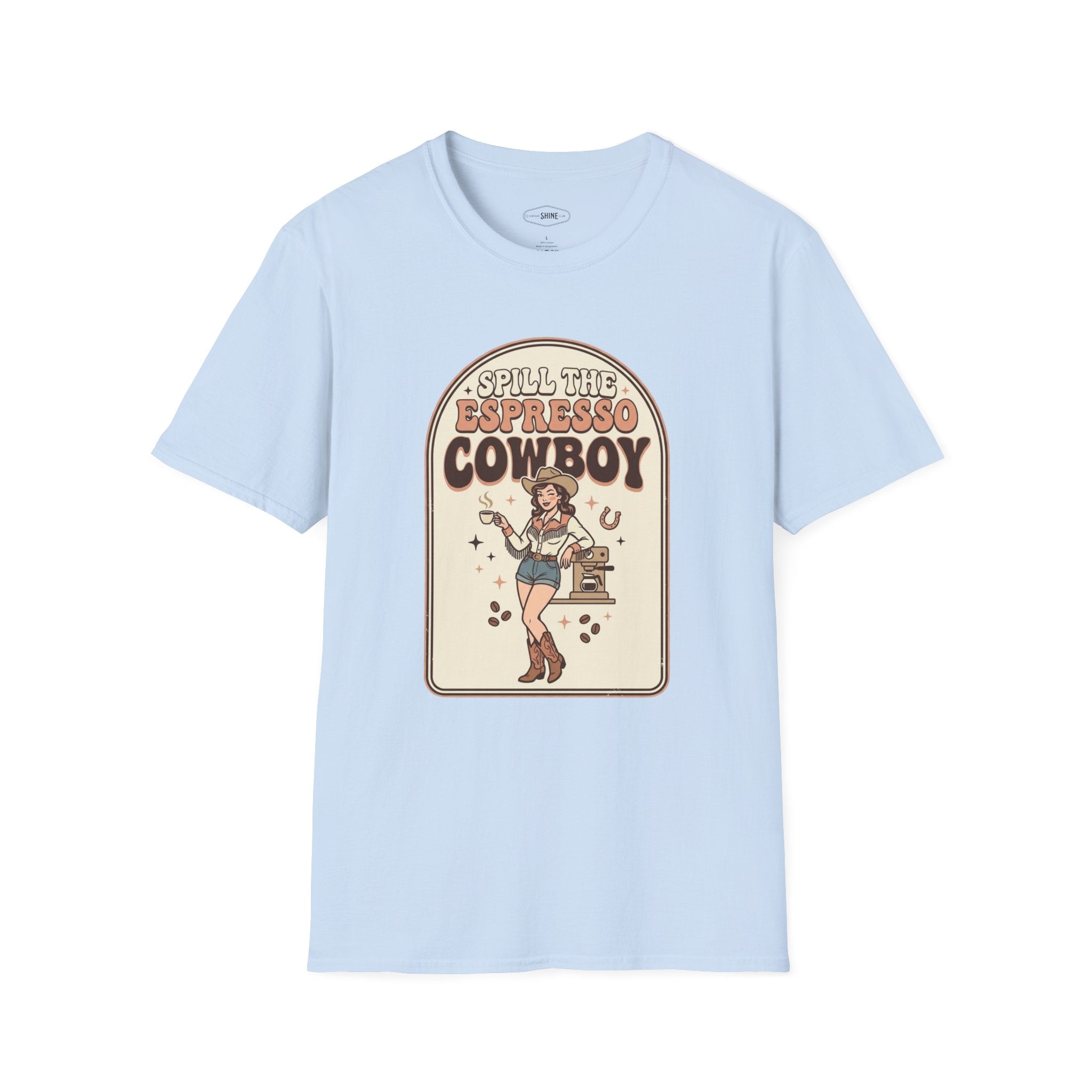 Spill the Espresso Cowboy T-Shirt Vintage Design