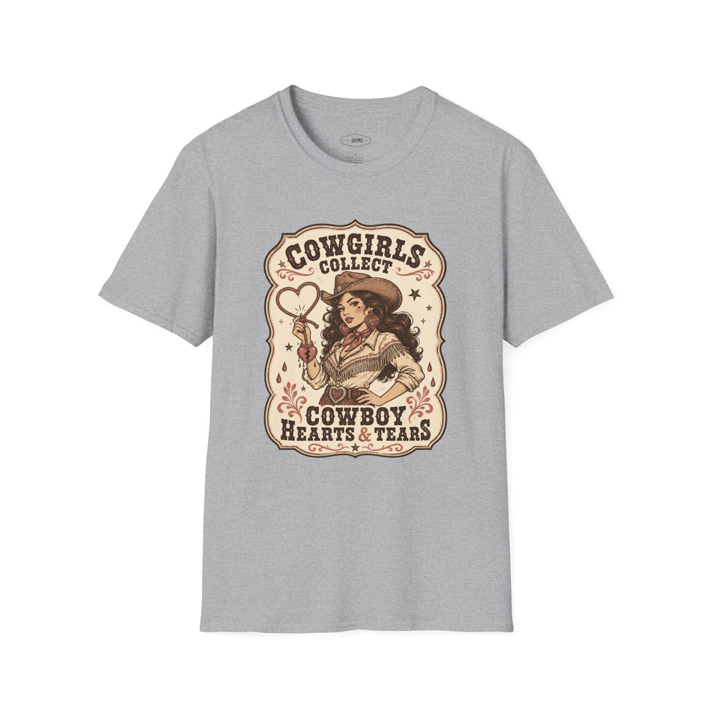 Cowgirls Collect Cowboys Hearts & Tears T-Shirt Vintage Design