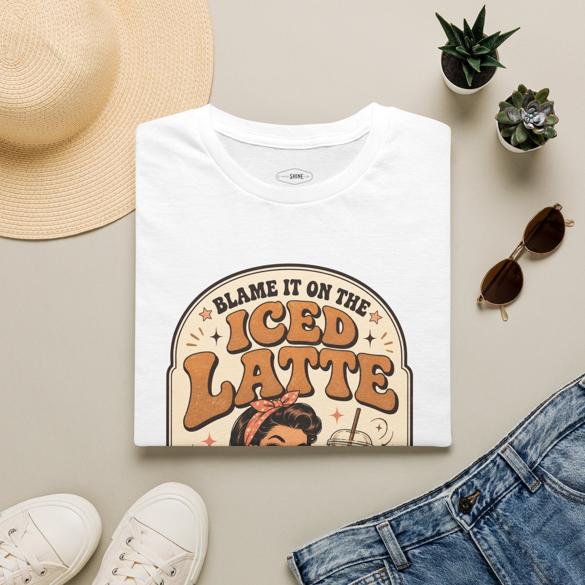 Blame It on the Iced Latte T-Shirt Vintage Design