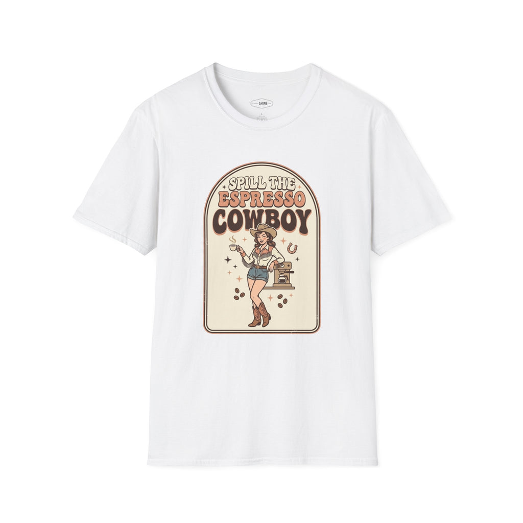 Spill the Espresso Cowboy T-Shirt Vintage Design