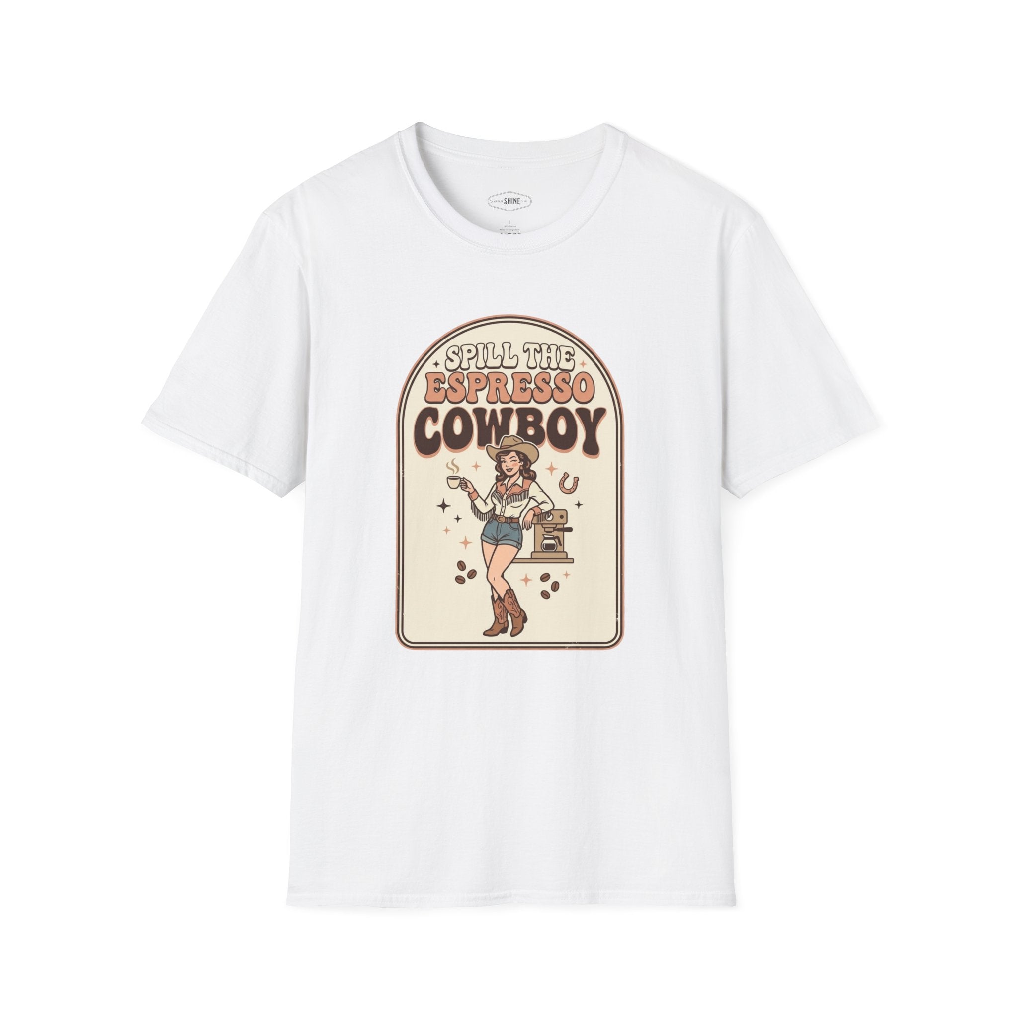 Spill the Espresso Cowboy T-Shirt Vintage Design