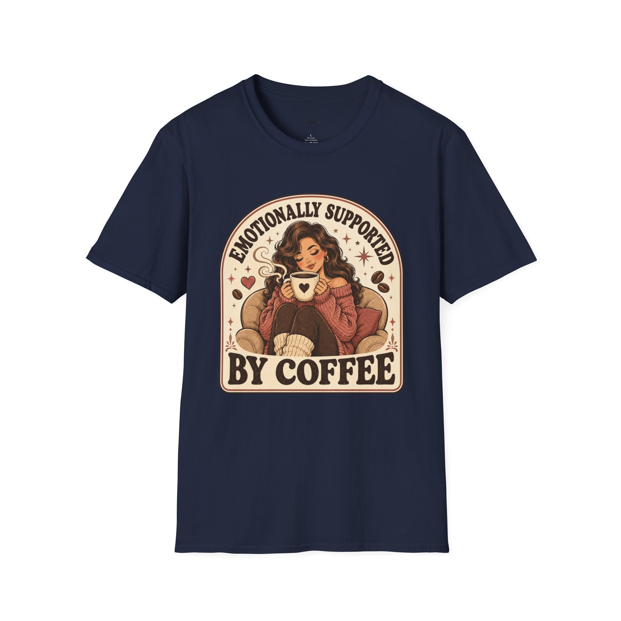 Emotionally Supported by Coffee T-Shirt Vintage Design