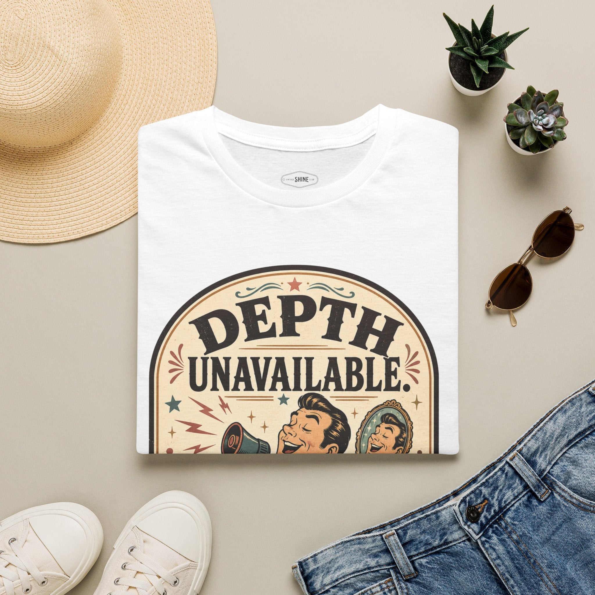 Depth Unavailable Ego Speaking T-Shirt Vintage Design