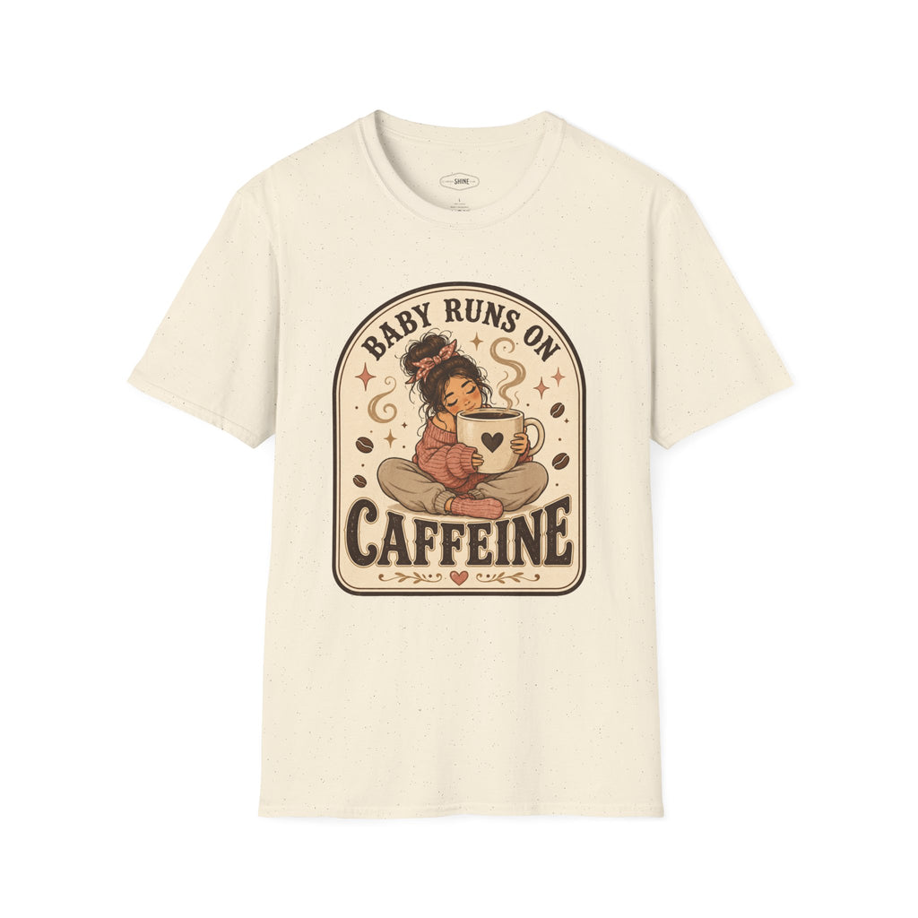 Baby Runs on Caffeine T-Shirt Vintage Design
