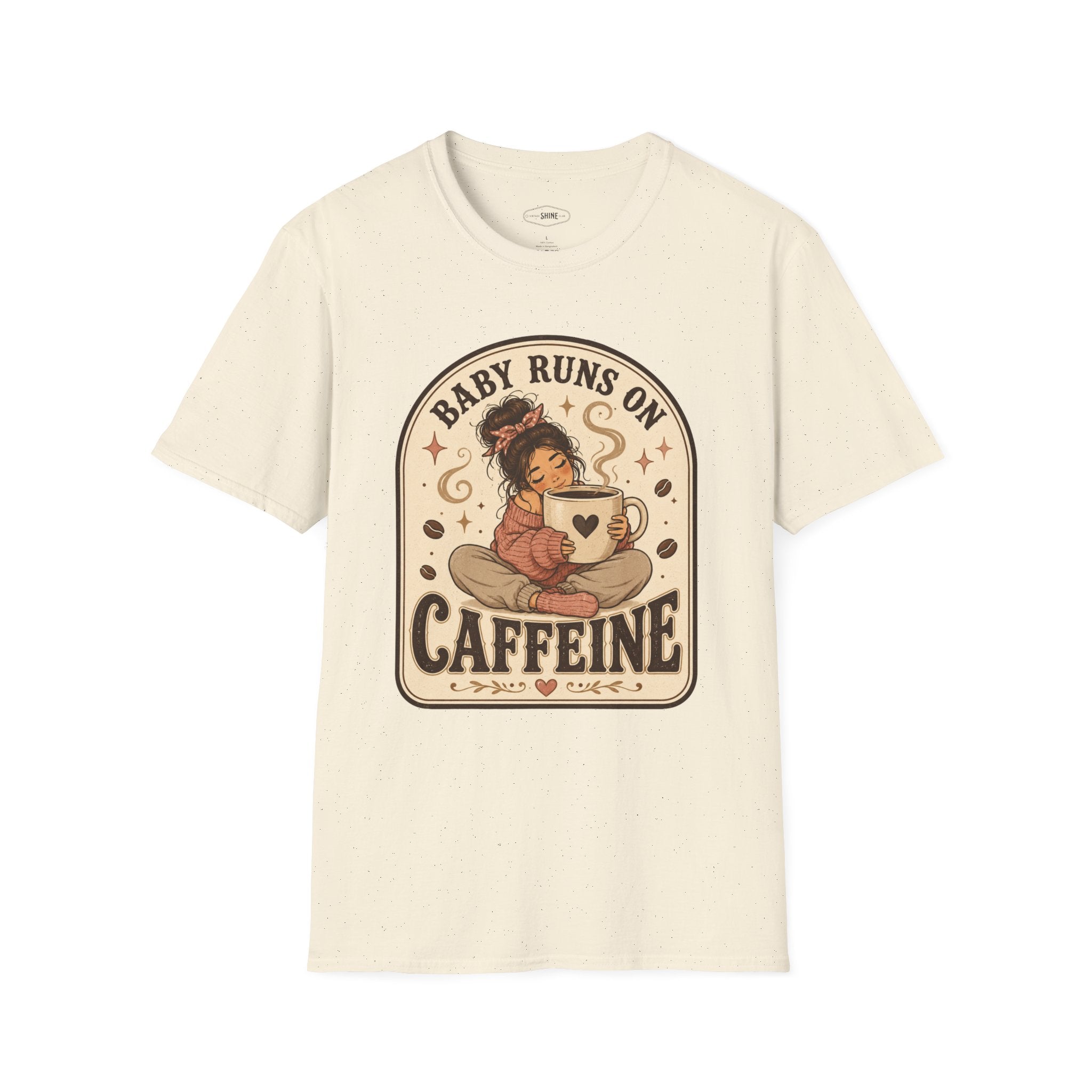 Baby Runs on Caffeine T-Shirt Vintage Design