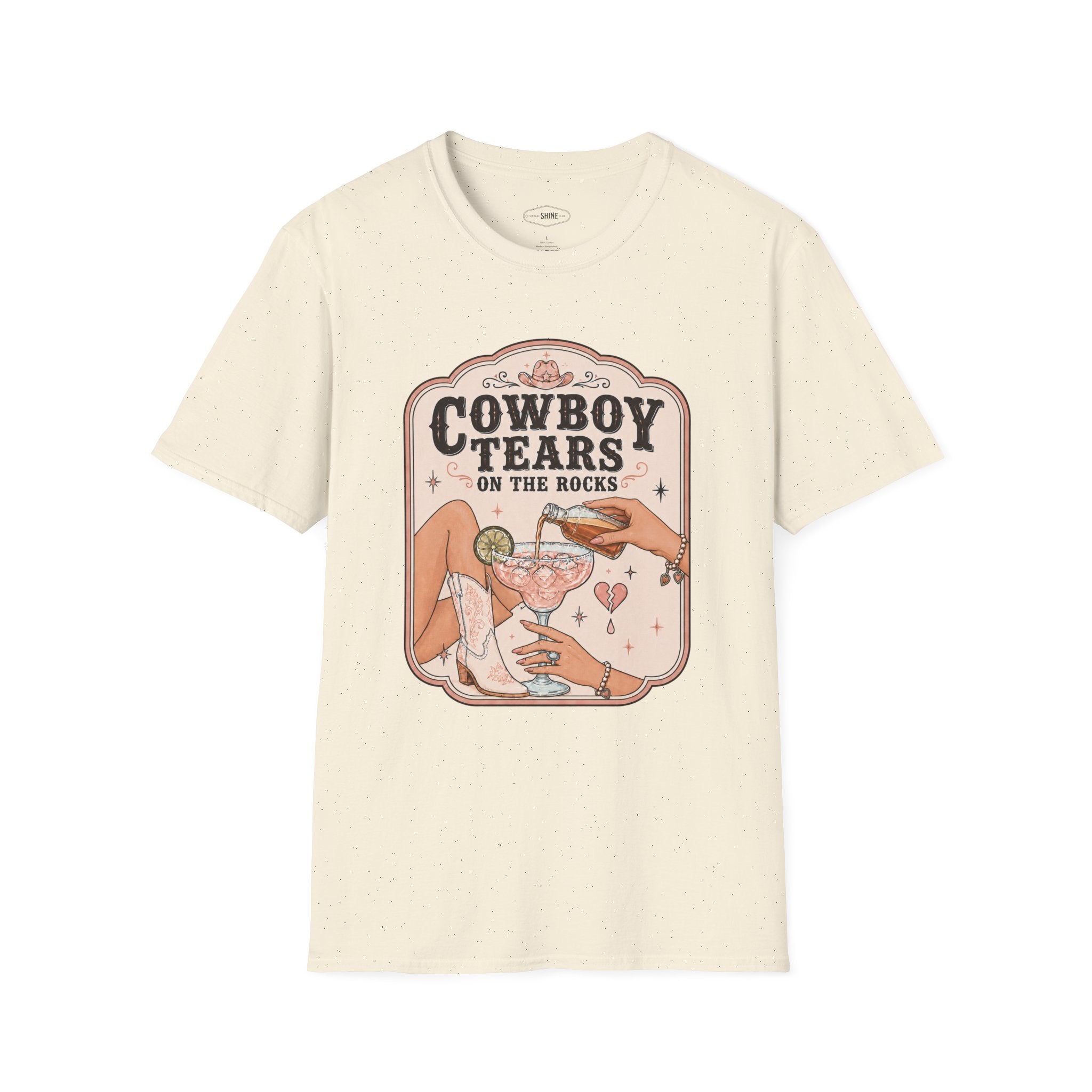 Cowboy Tears on the Rocks T-Shirt Vintage Design
