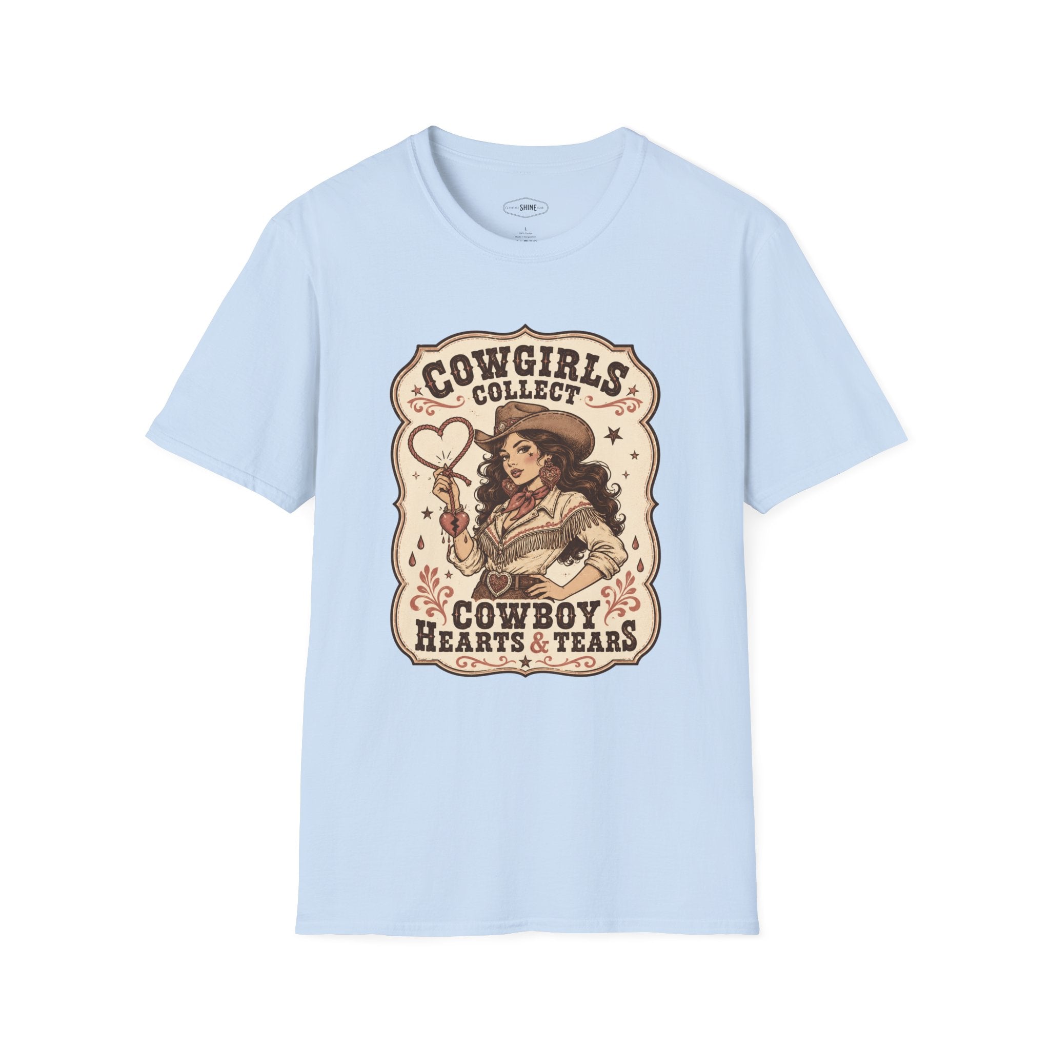 Cowgirls Collect Cowboys Hearts & Tears T-Shirt Vintage Design