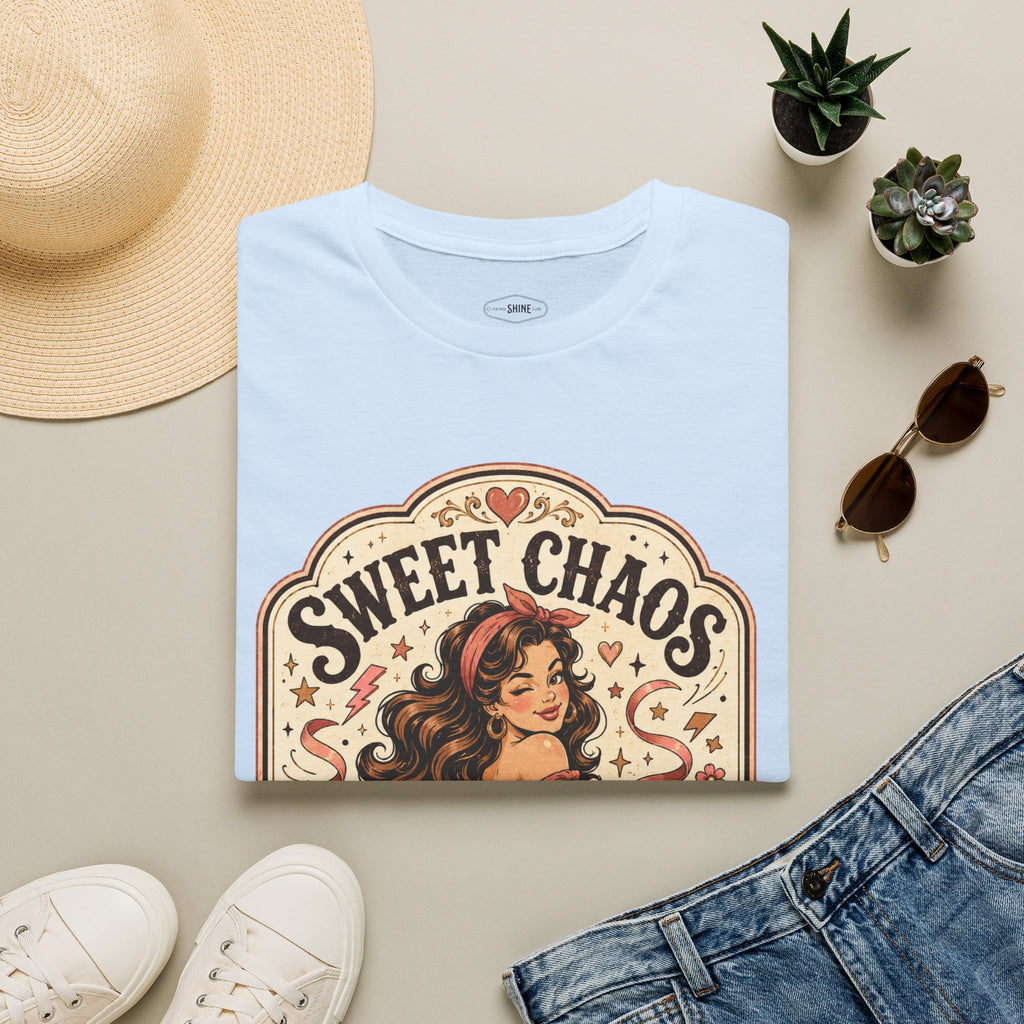 Sweet Chaos in a Woman's Form T-Shirt Vintage Design