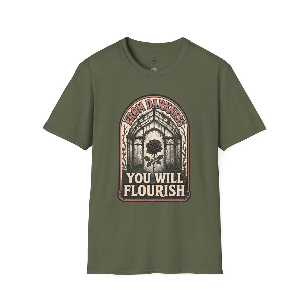 From Darkness You Will Flourish T-Shirt Vintage Design
