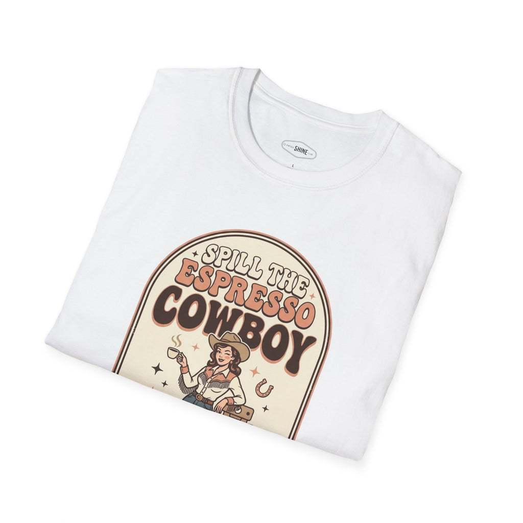 Spill the Espresso Cowboy T-Shirt Vintage Design