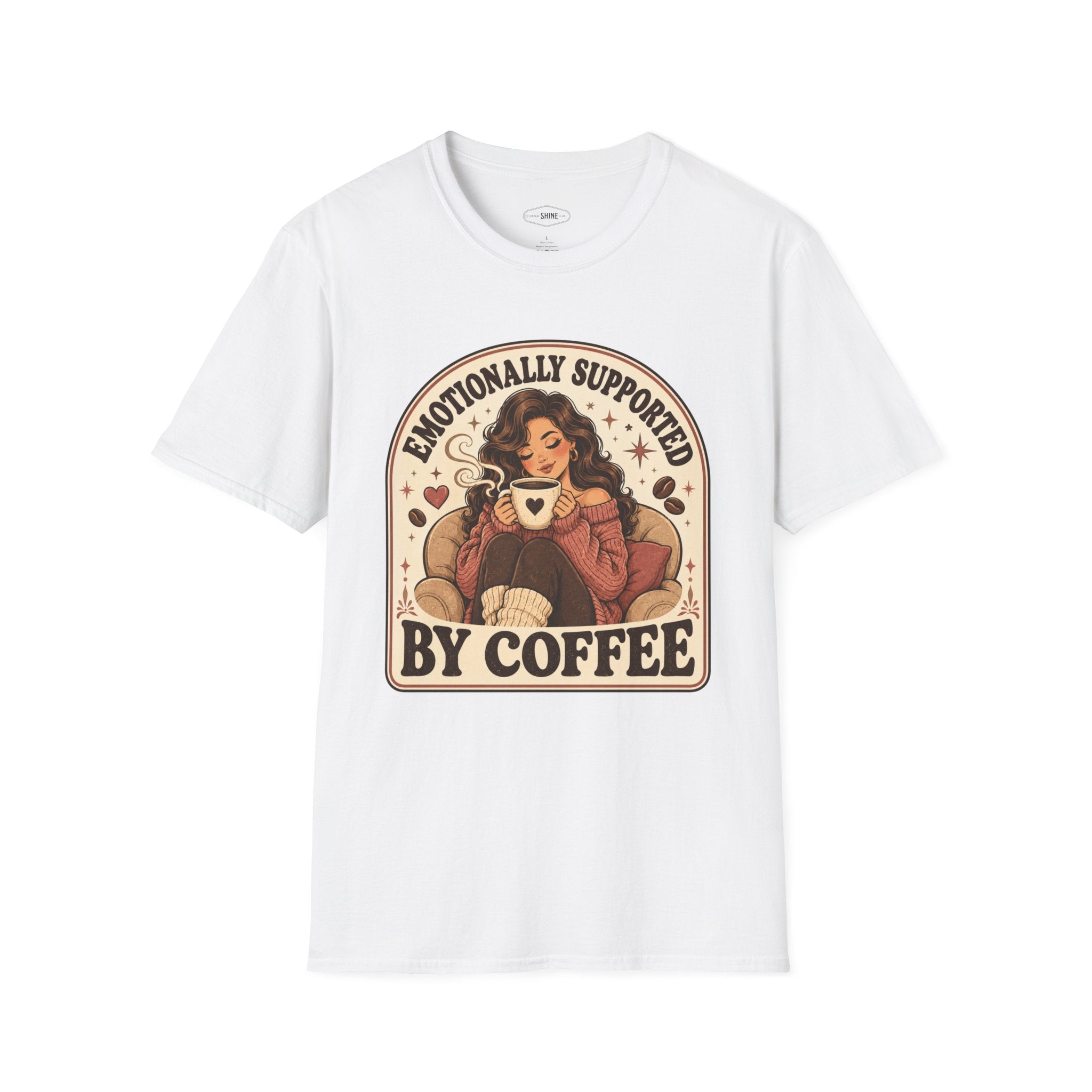 Emotionally Supported by Coffee T-Shirt Vintage Design