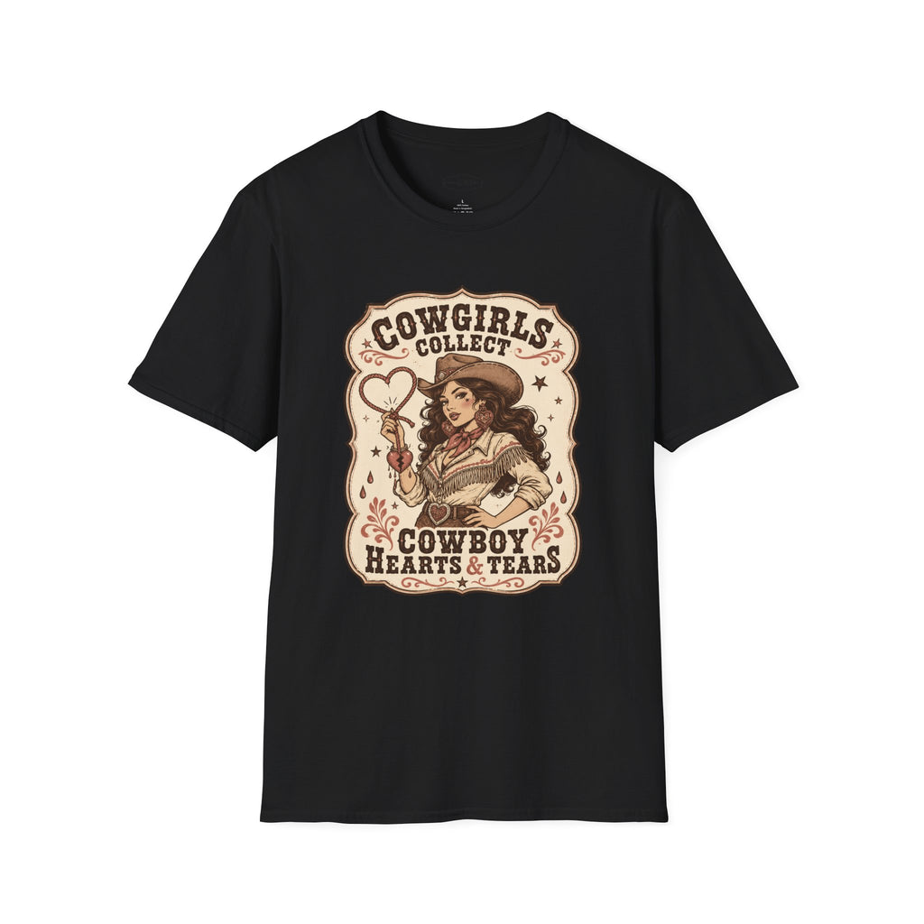 Cowgirls Collect Cowboys Hearts & Tears T-Shirt Vintage Design