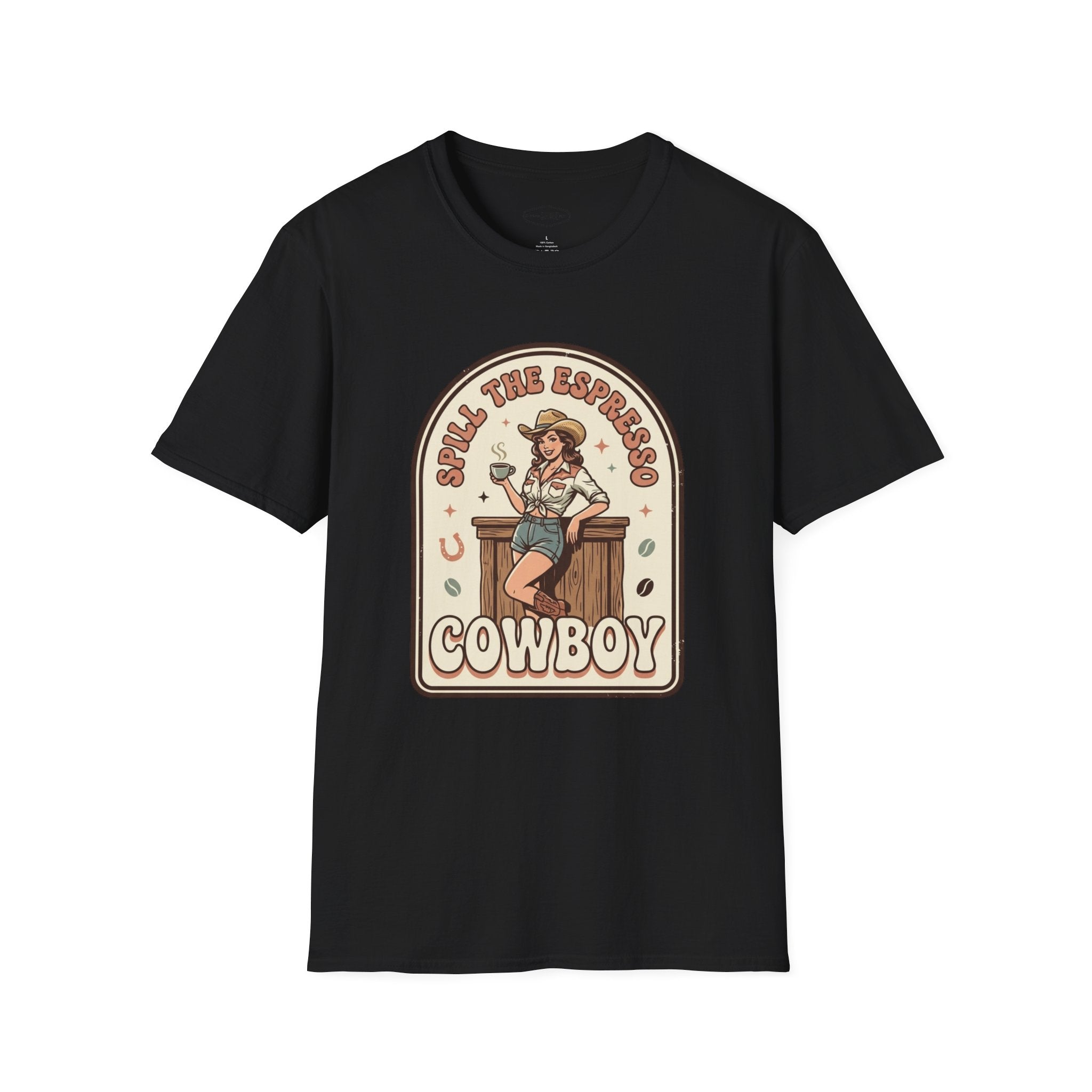 Spill the Espresso Cowboy T-Shirt Vintage Design