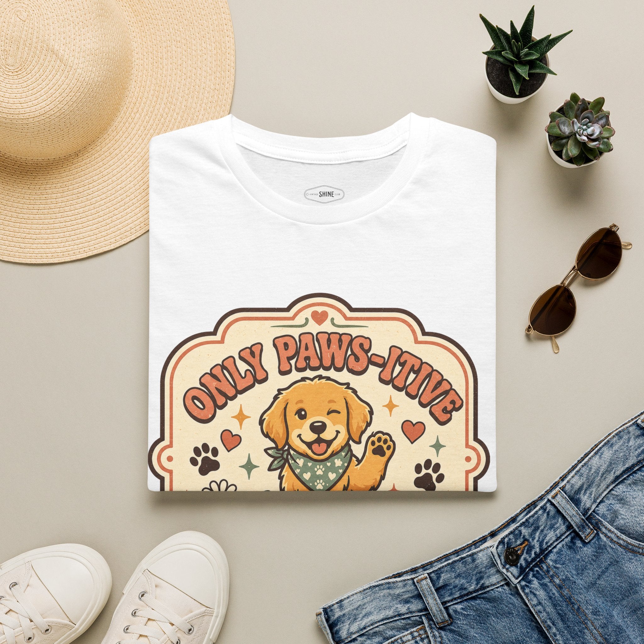 Only Paws-itive Energy Here T-Shirt Vintage Design