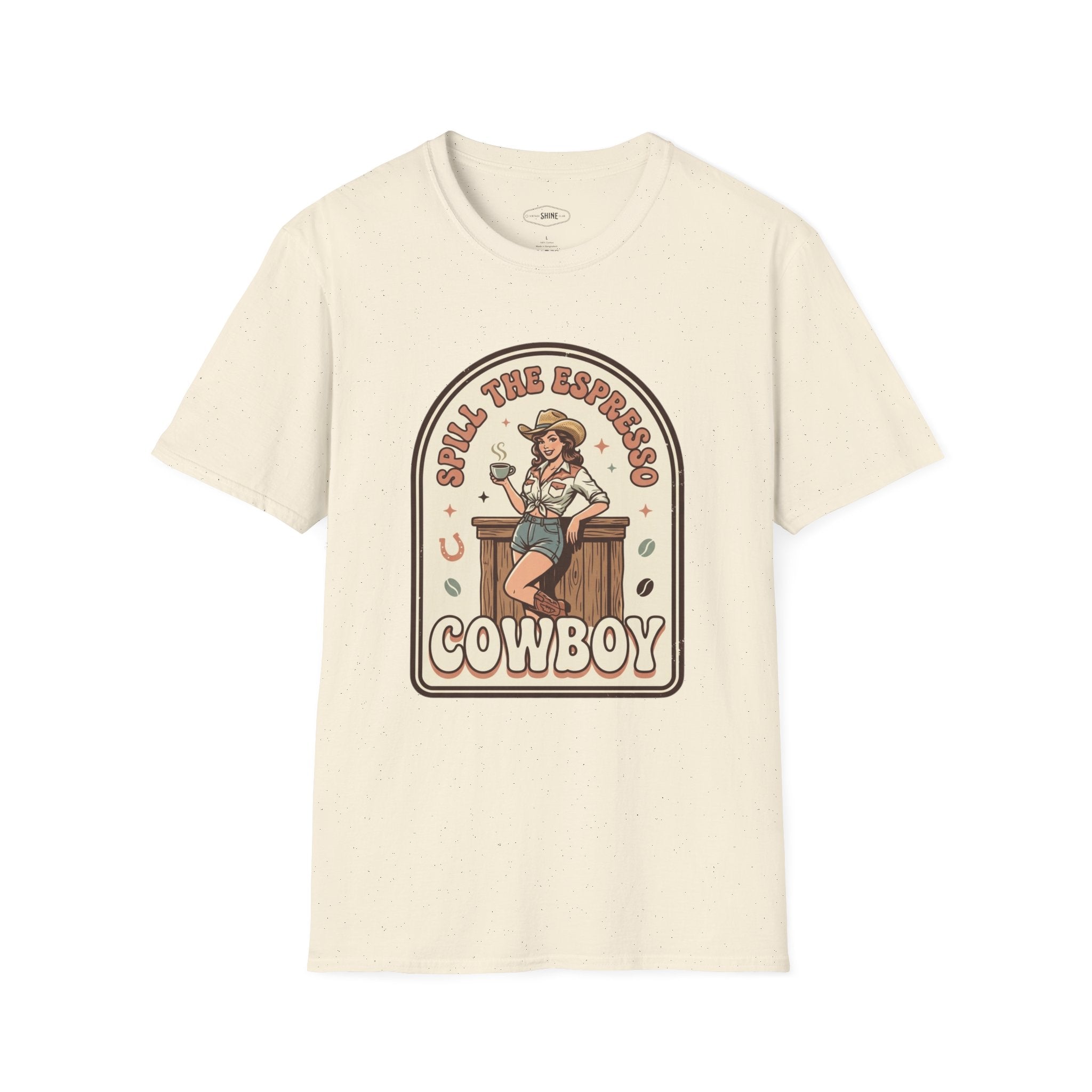 Spill the Espresso Cowboy T-Shirt Vintage Design