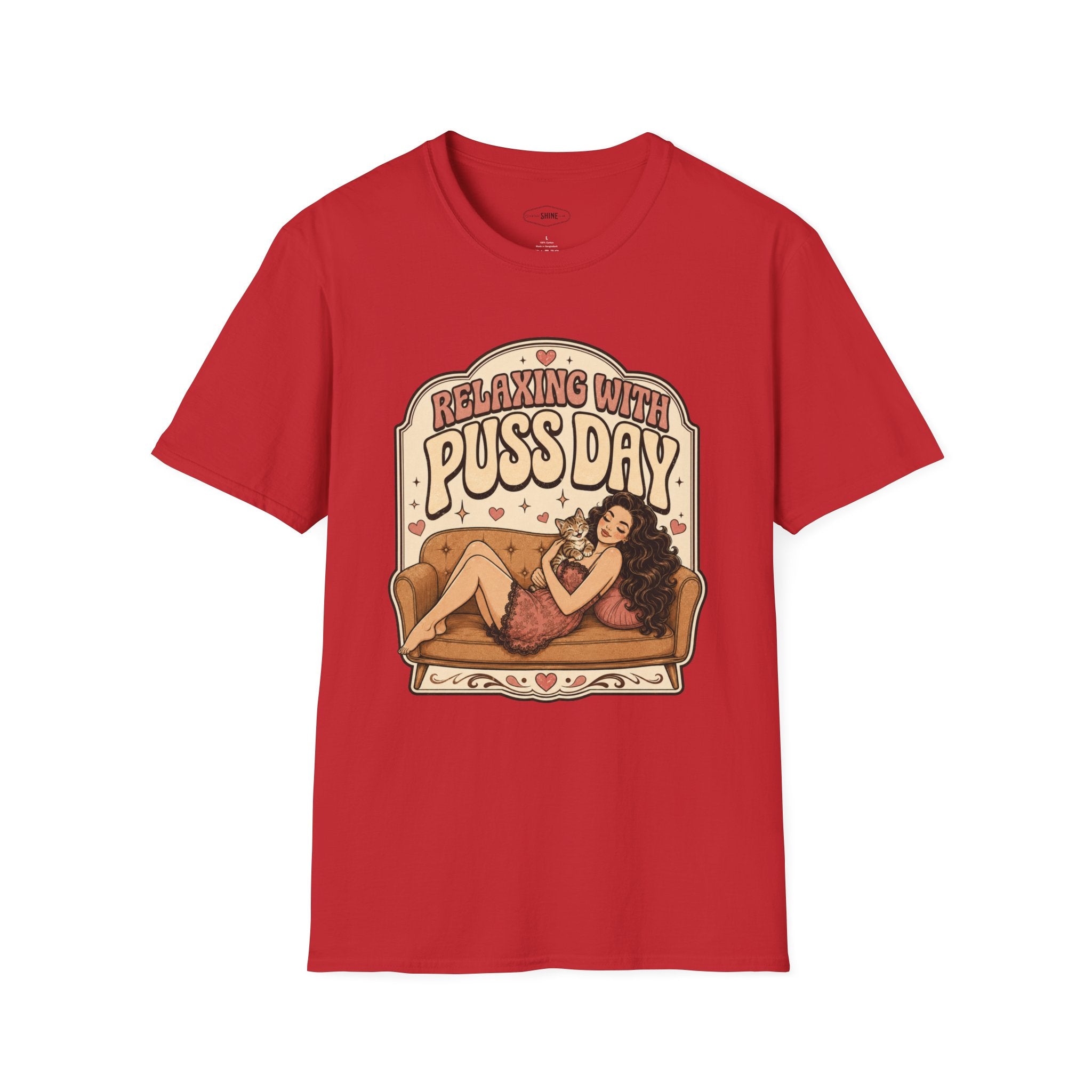 Relaxing With Puss Day T-Shirt Vintage Design