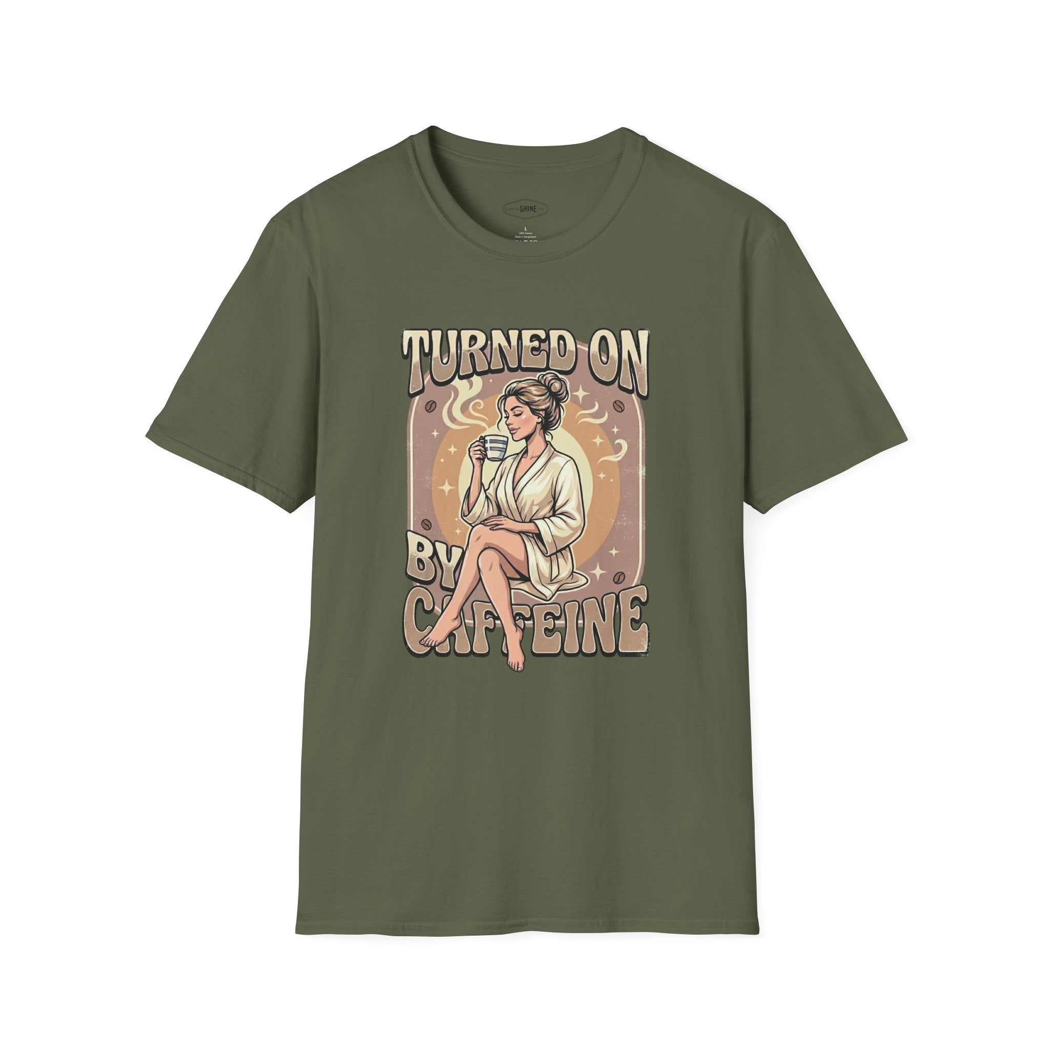 Turned On By Caffeine T-Shirt Vintage Design