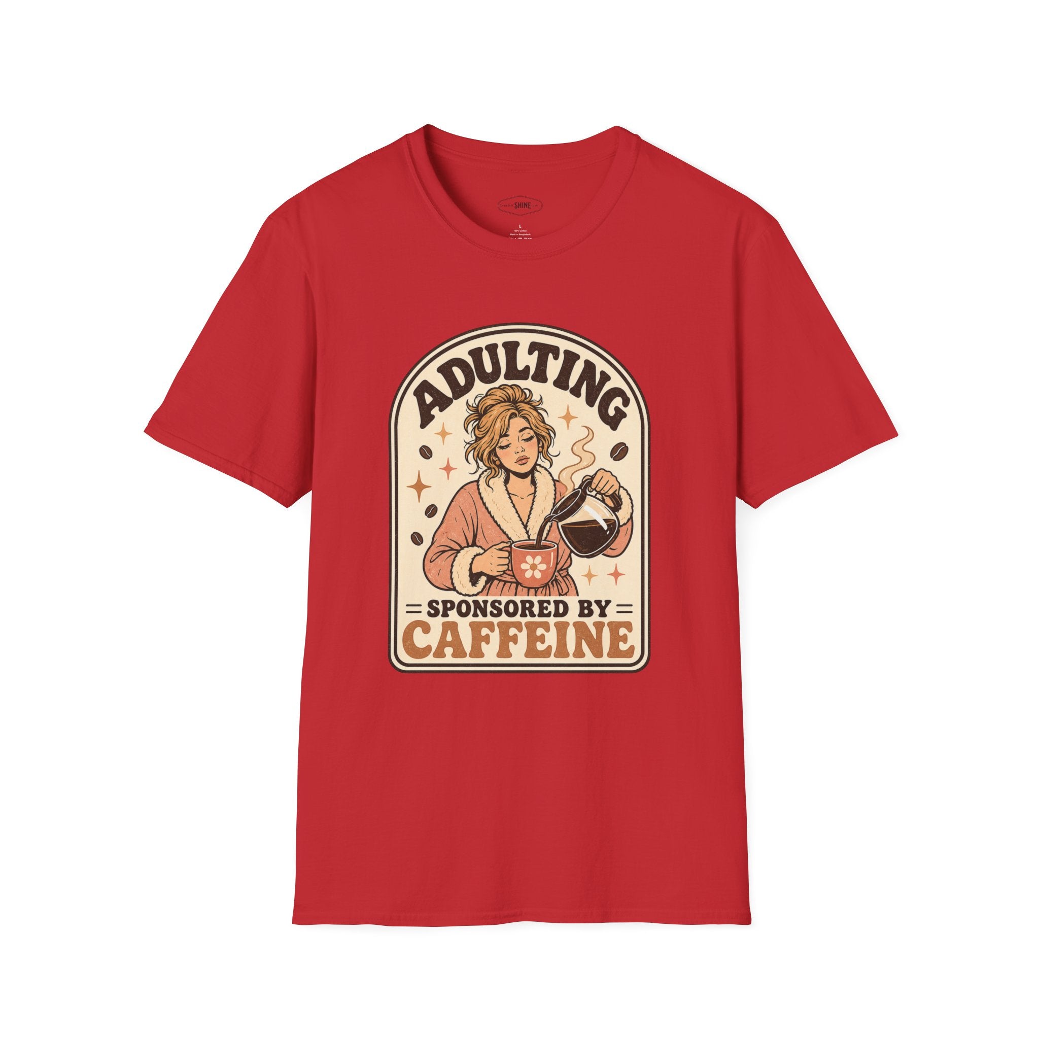Adulting Sponsored by Caffeine T-Shirt Vintage Design