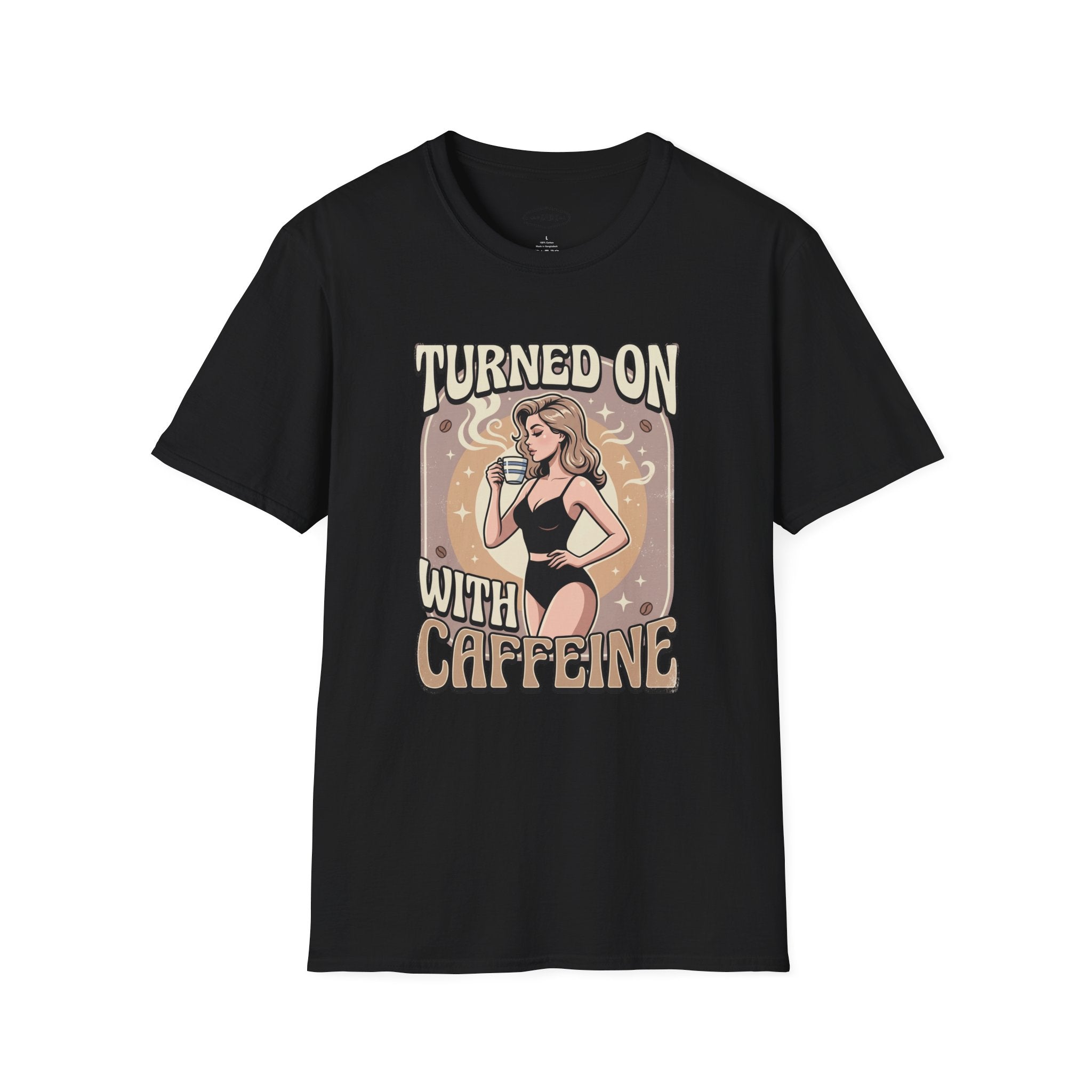 Turned On With Caffeine T-Shirt Vintage Design