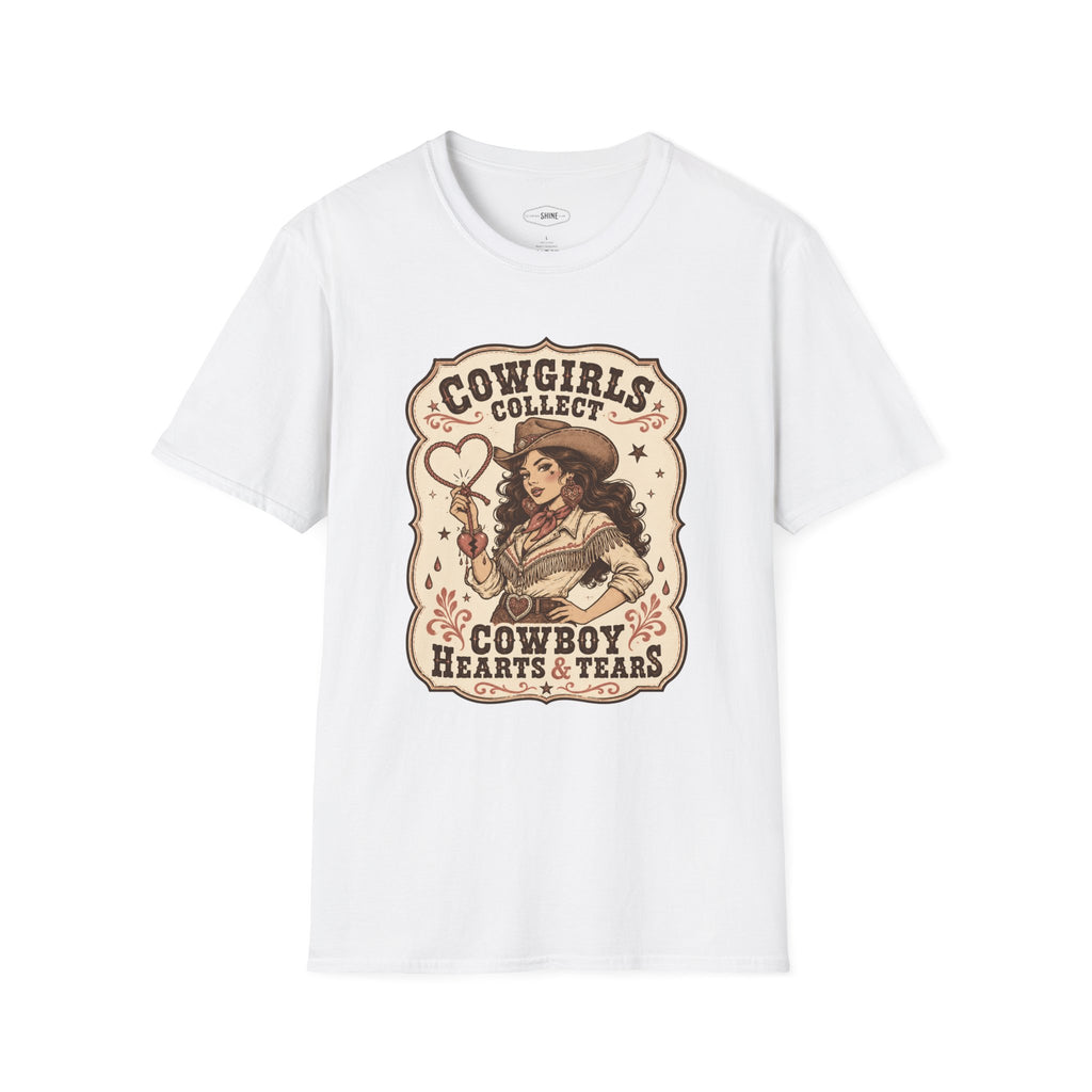 Cowgirls Collect Cowboys Hearts & Tears T-Shirt Vintage Design
