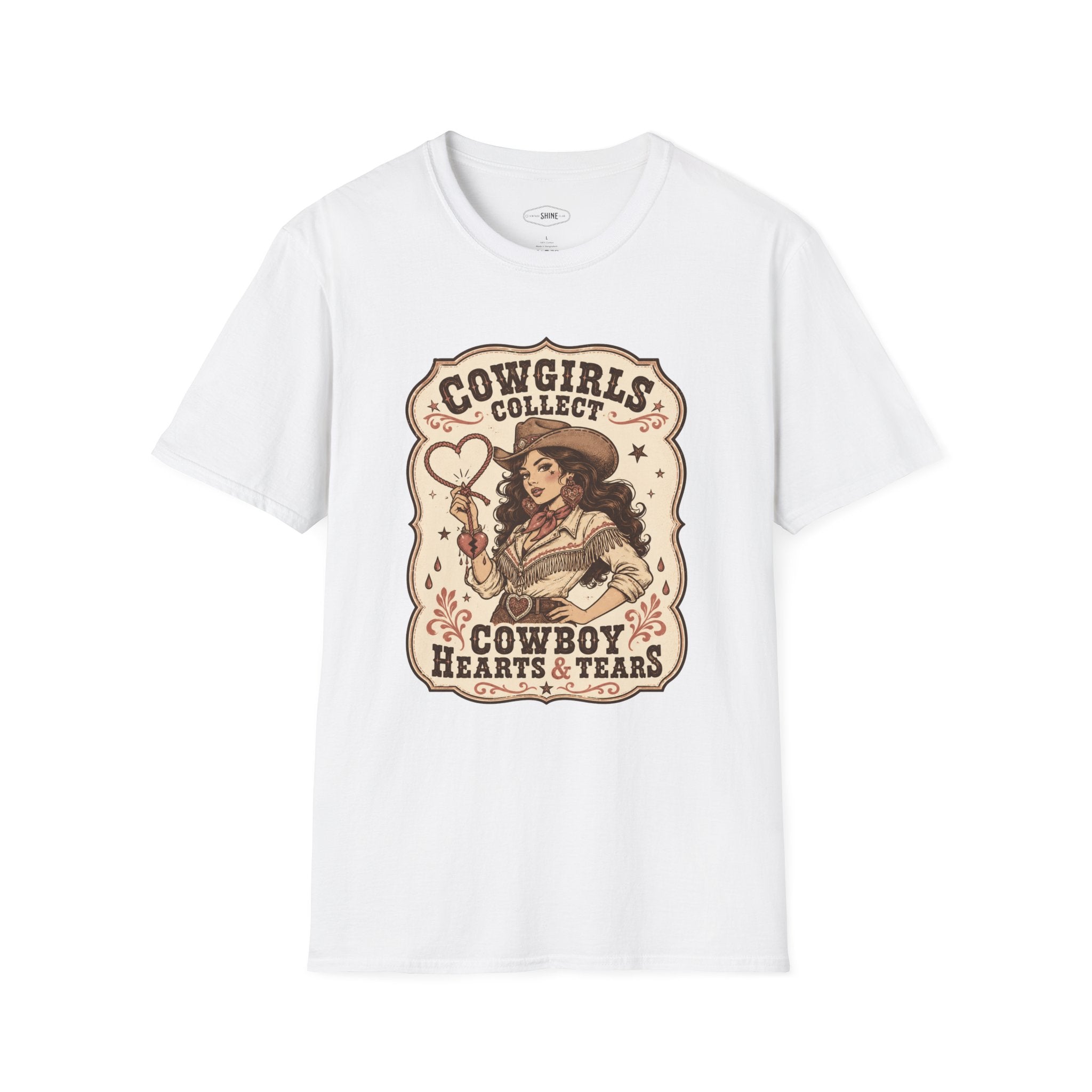 Cowgirls Collect Cowboys Hearts & Tears T-Shirt Vintage Design