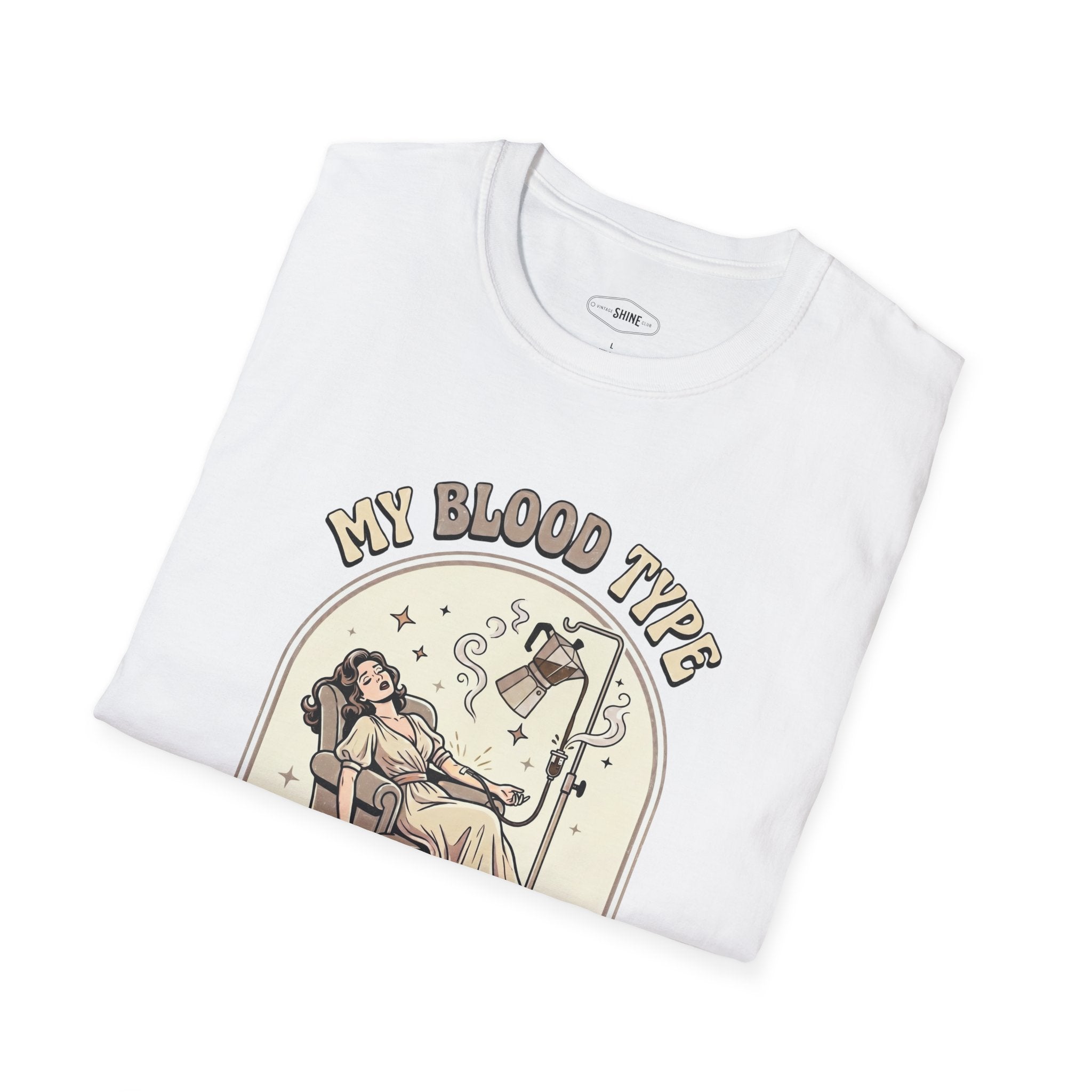 My Blood Type Is Caffeine T-Shirt Vintage Design