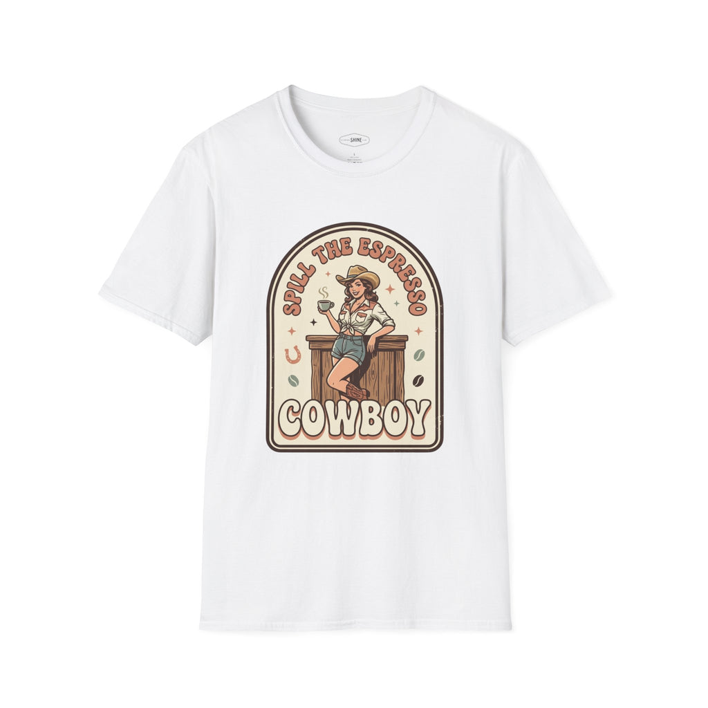Spill the Espresso Cowboy T-Shirt Vintage Design