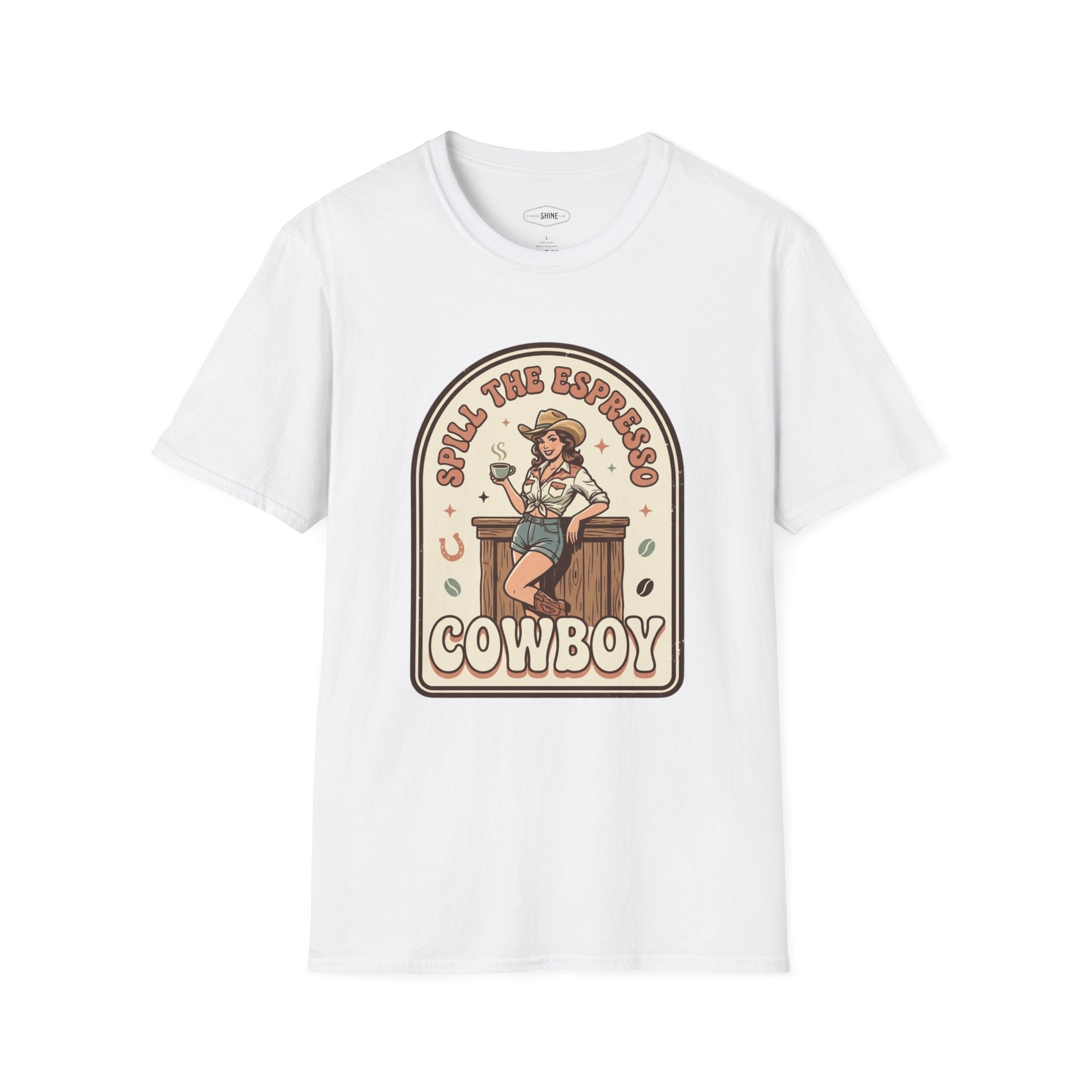 Spill the Espresso Cowboy T-Shirt Vintage Design