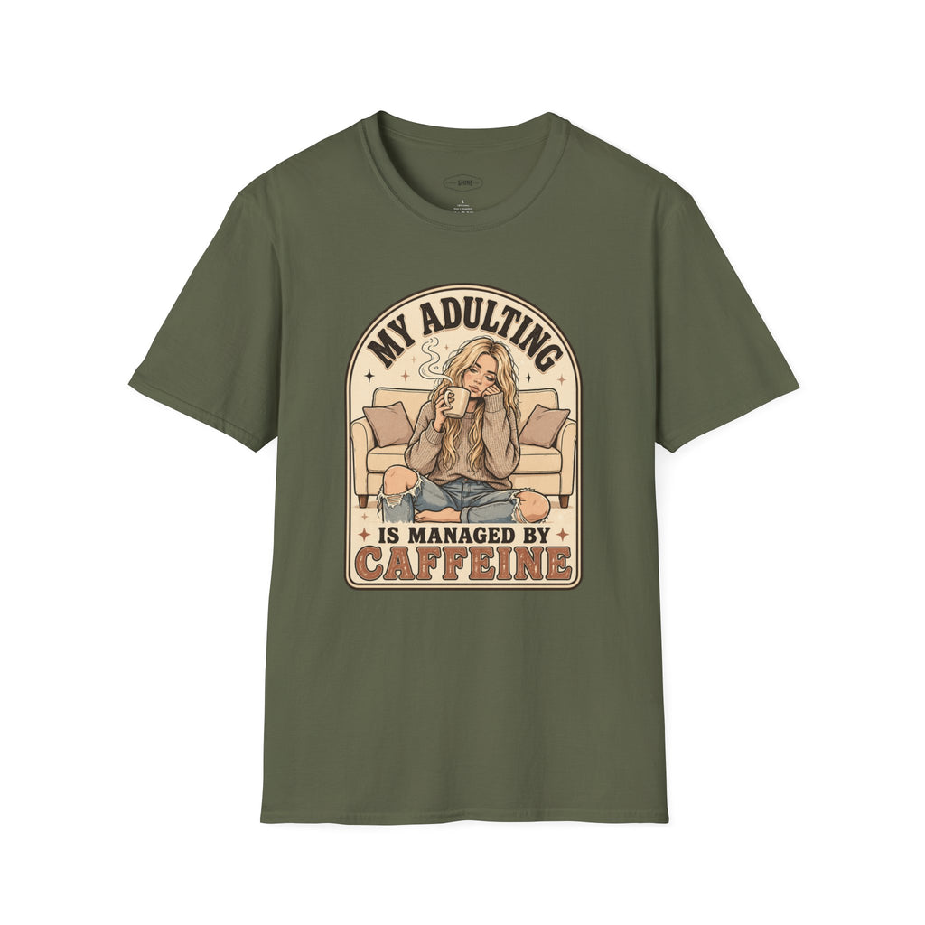 My Adulting Is Managed by Caffeine T-Shirt Vintage Design