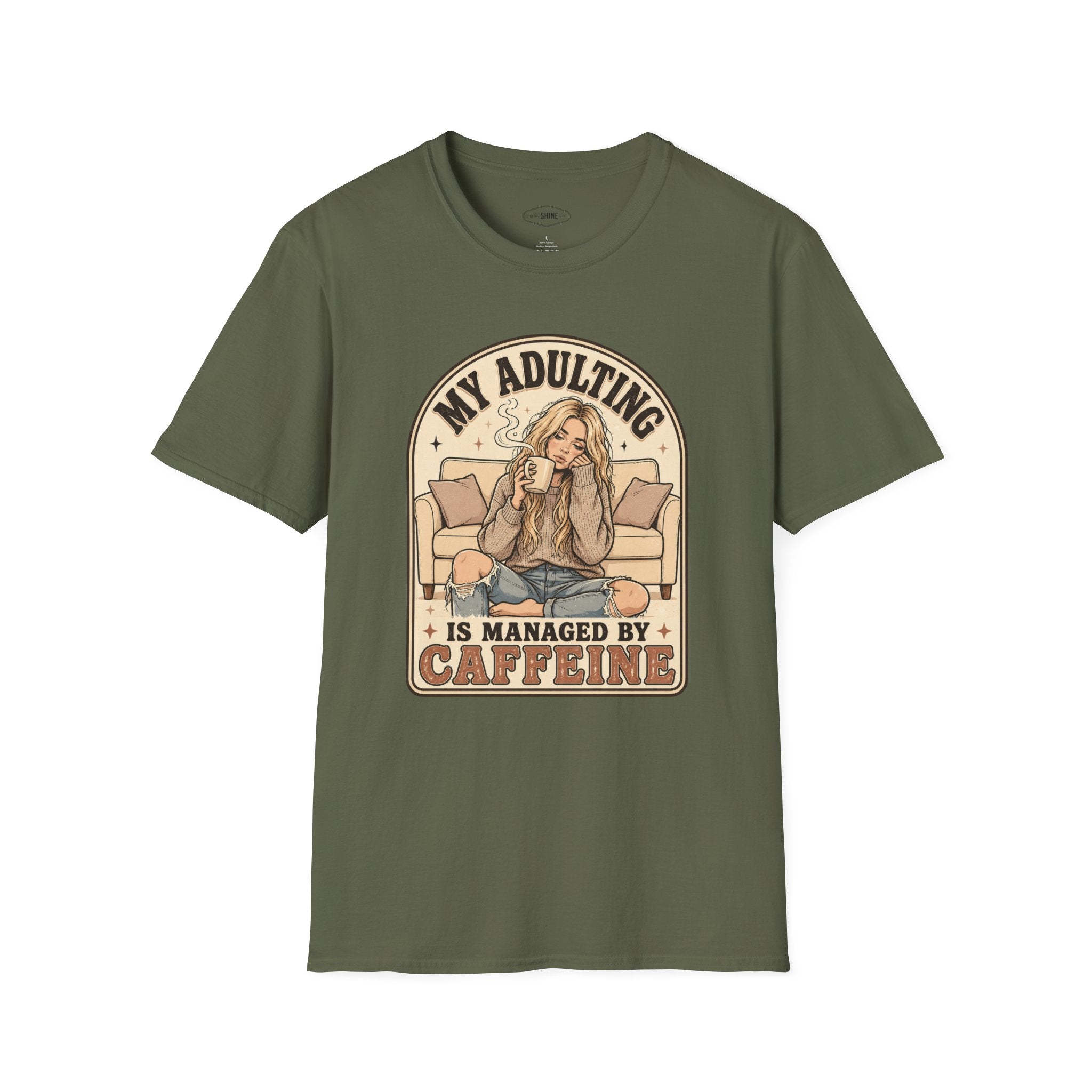My Adulting Is Managed by Caffeine T-Shirt Vintage Design