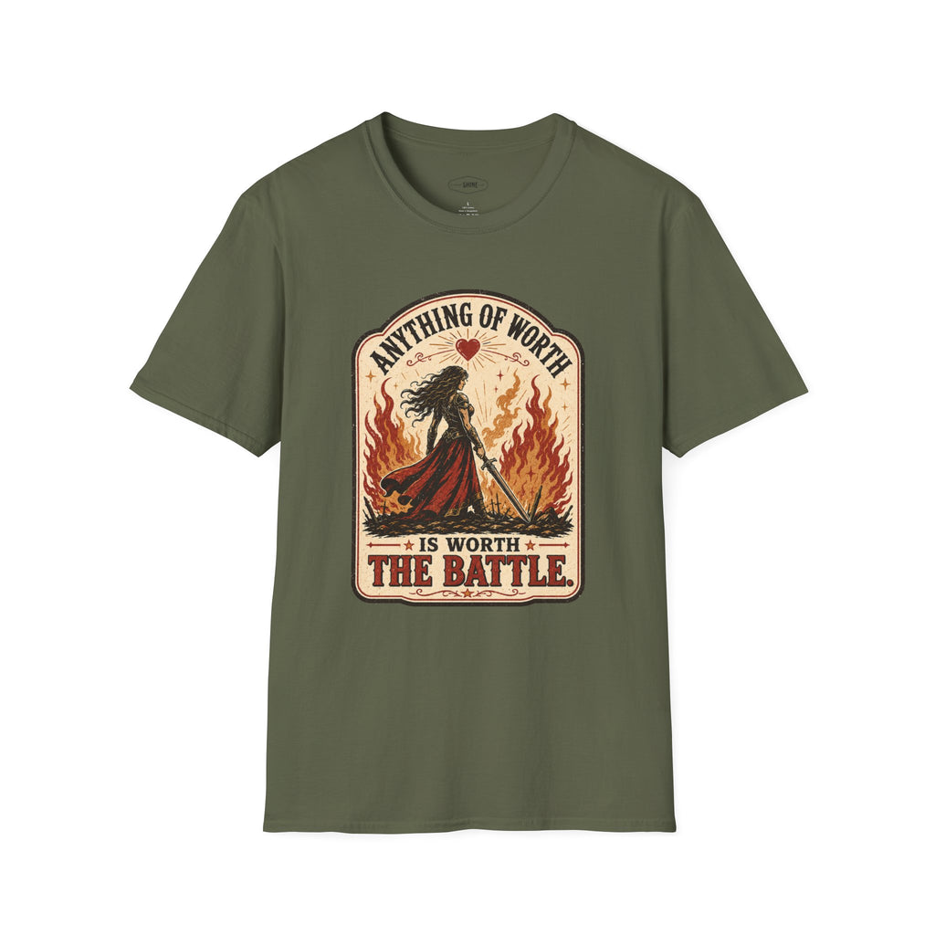 Anything of Worth Is Worth the Battle T-Shirt Vintage Design