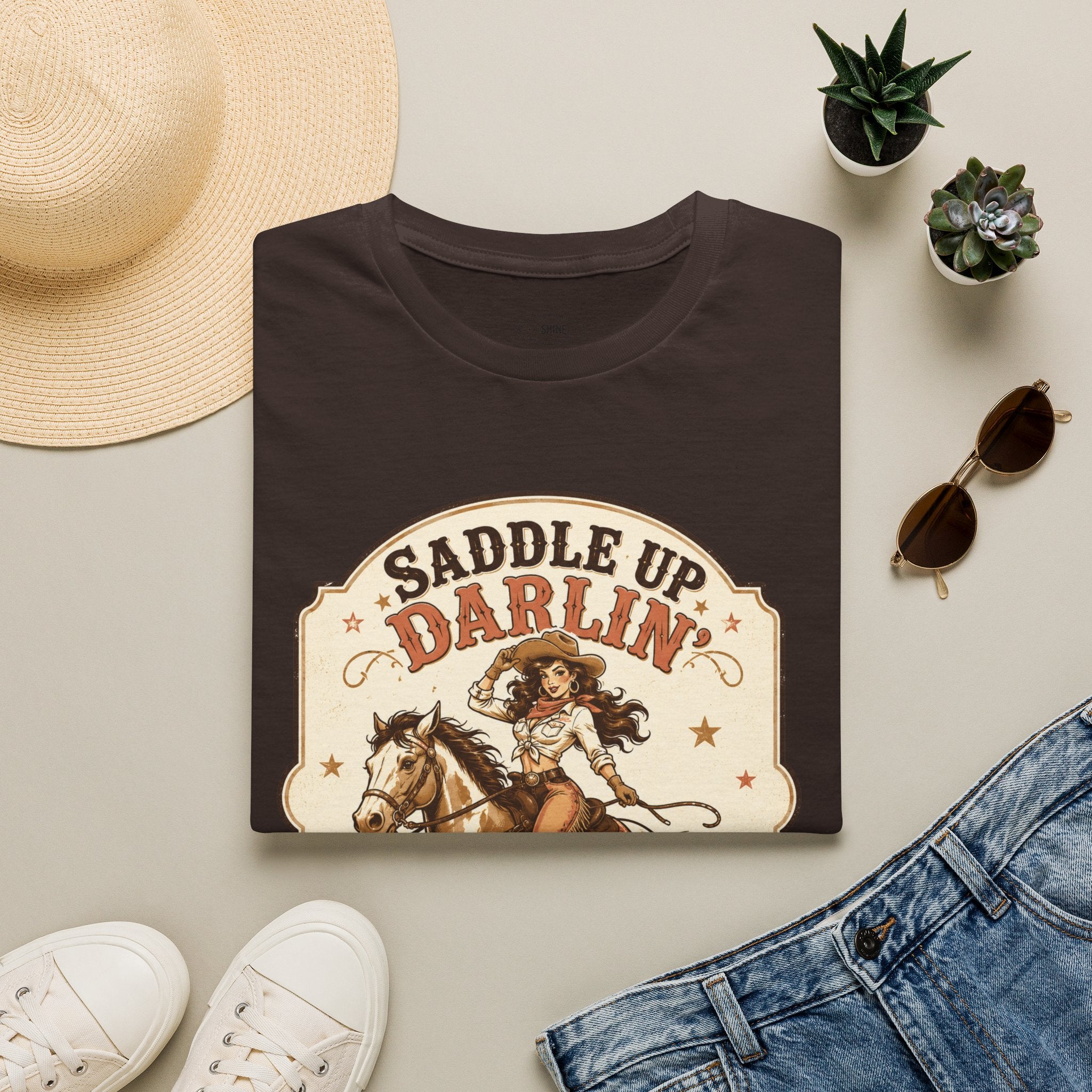 Saddle Up Darlin’ I Ride Hard T-Shirt Vintage Design