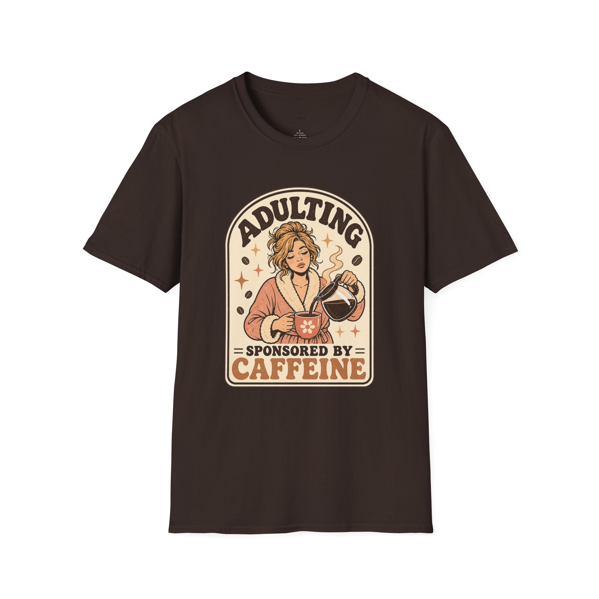 Adulting Sponsored by Caffeine T-Shirt Vintage Design