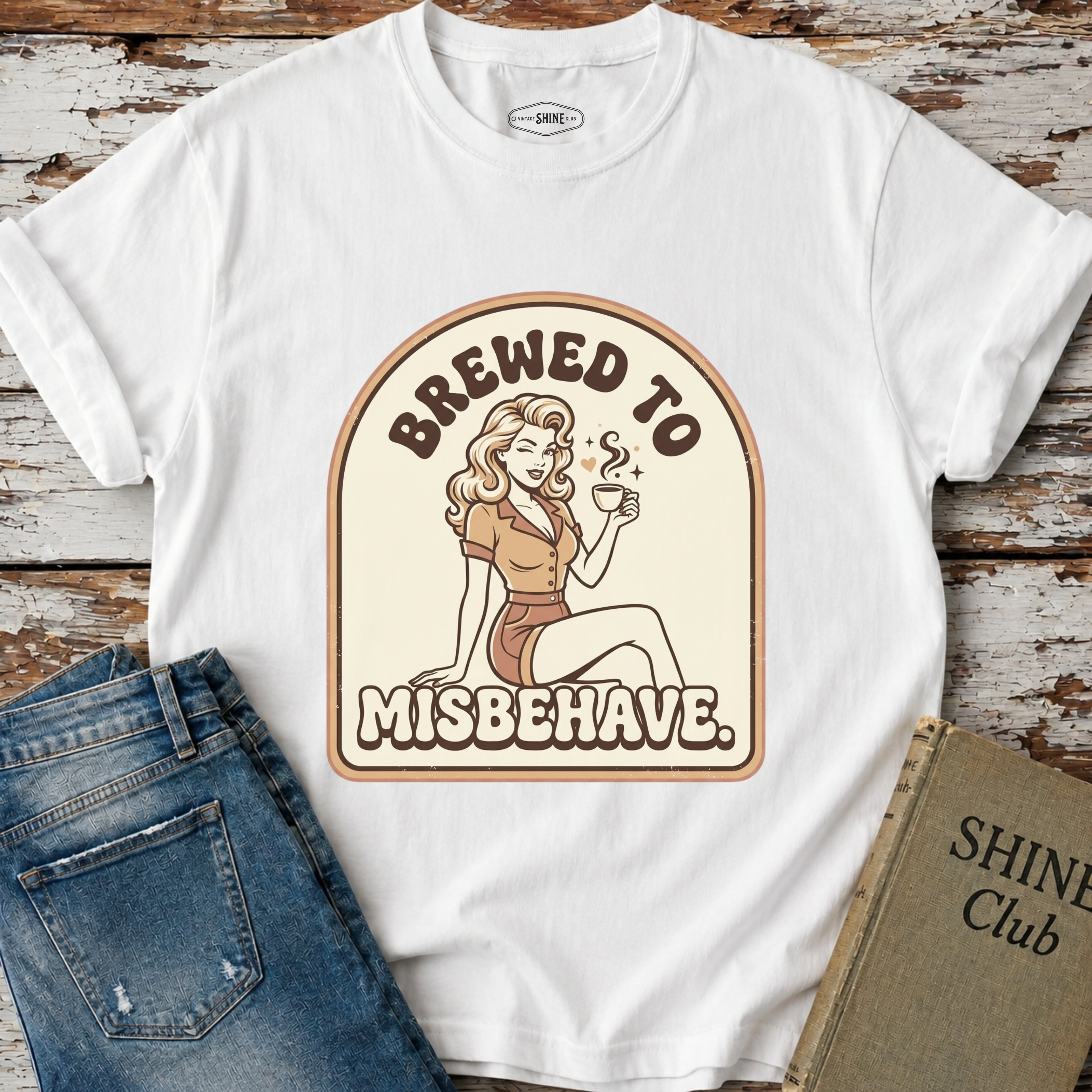 Brewed to Misbehave T-Shirt Vintage Design