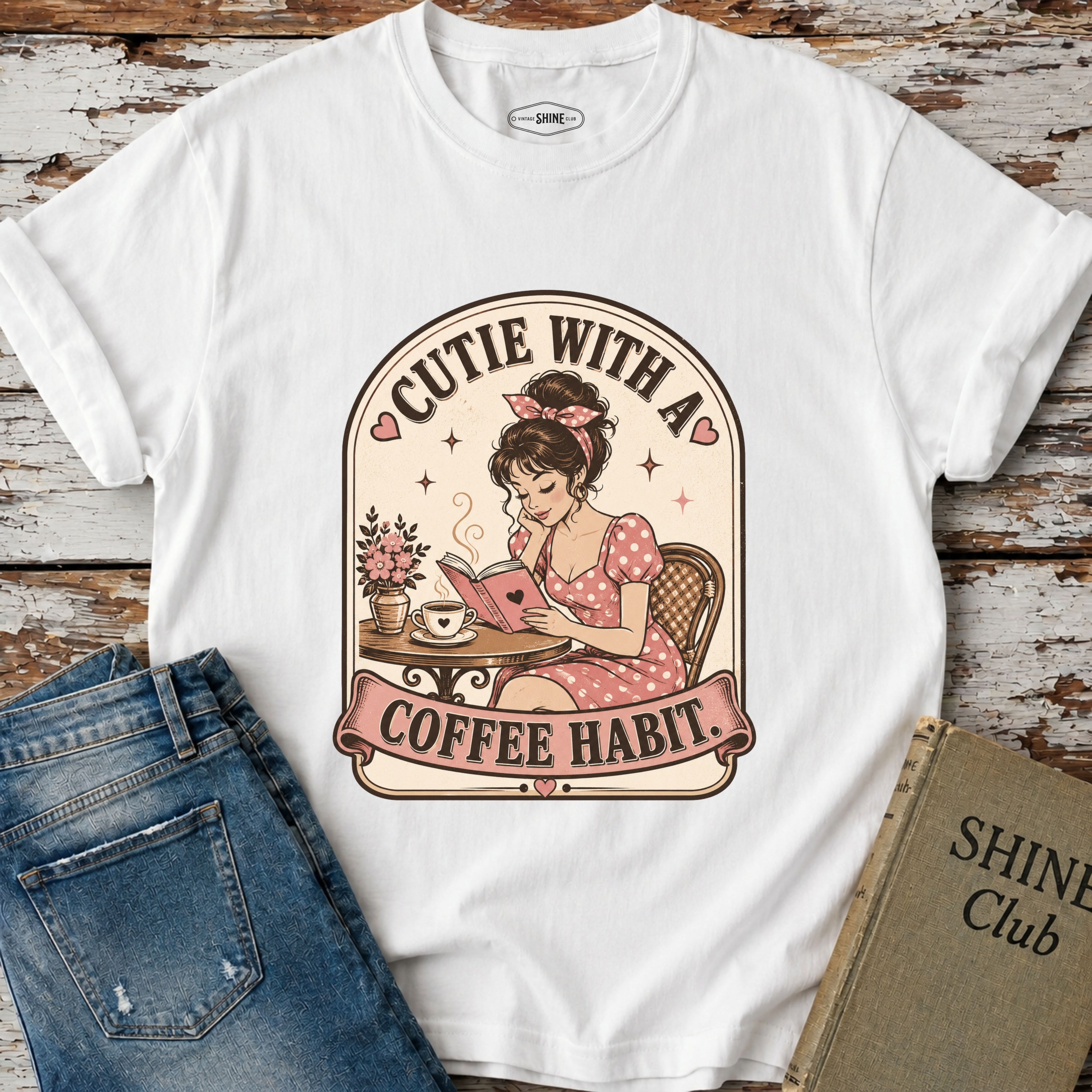 Cutie With a Coffee Habit T-Shirt Vintage Design