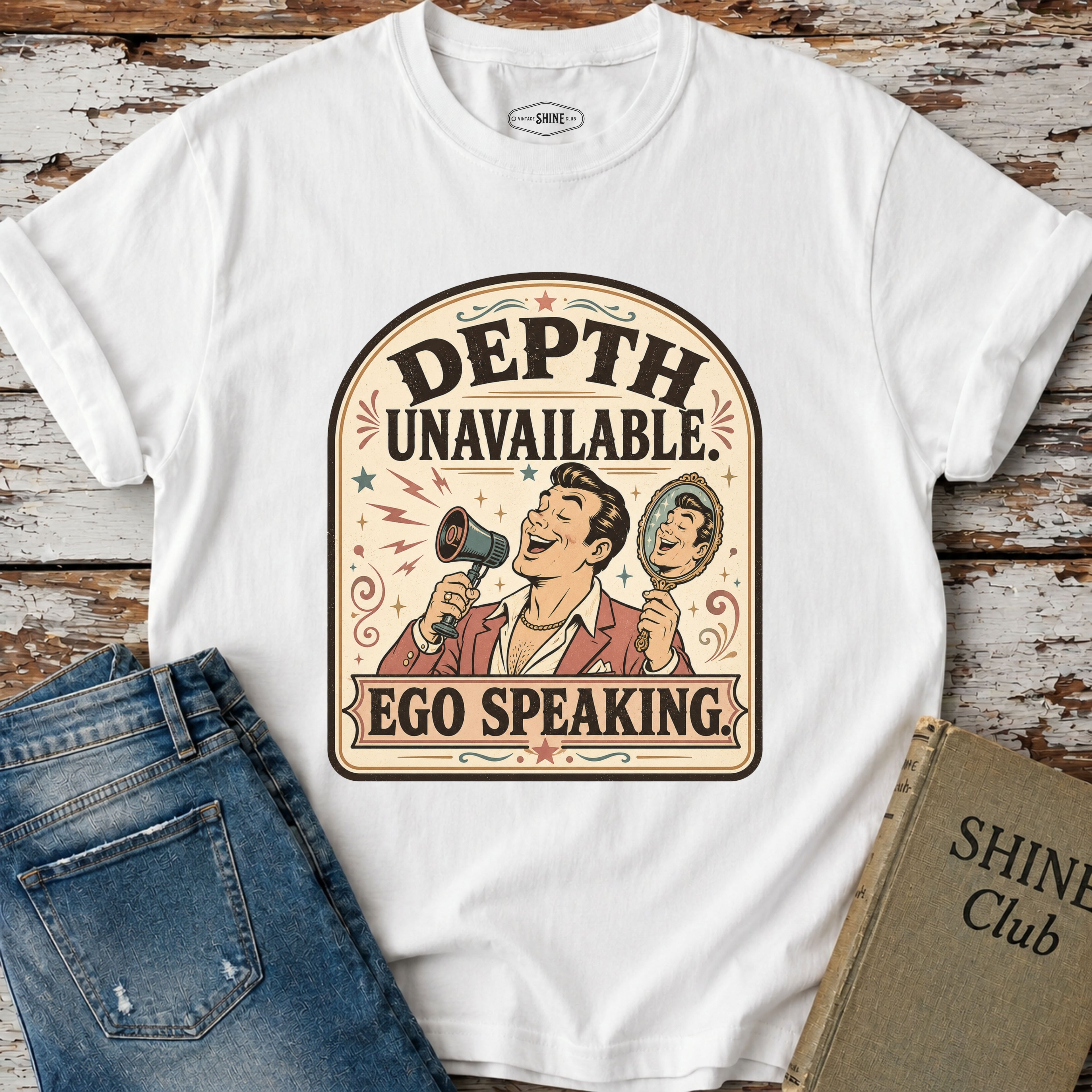 Depth Unavailable Ego Speaking T-Shirt Vintage Design