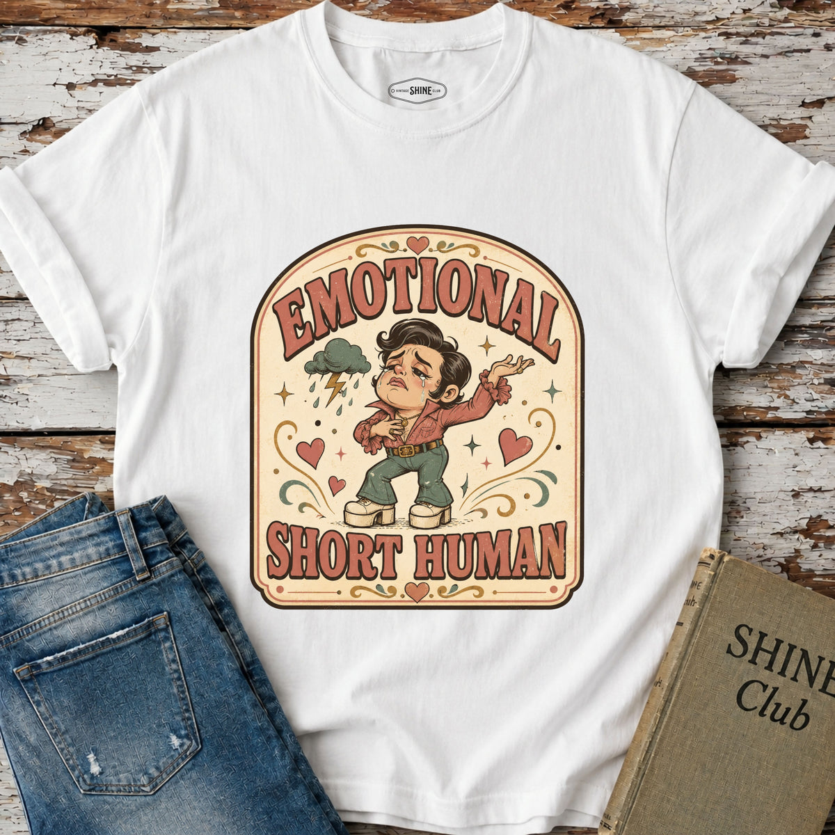 Emotional Short Human T-Shirt Vintage Design