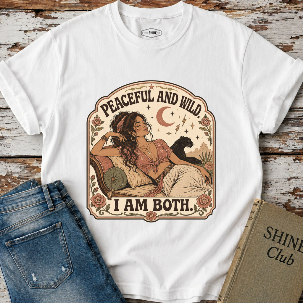 Peaceful and Wild I Am Both T-Shirt Vintage Design